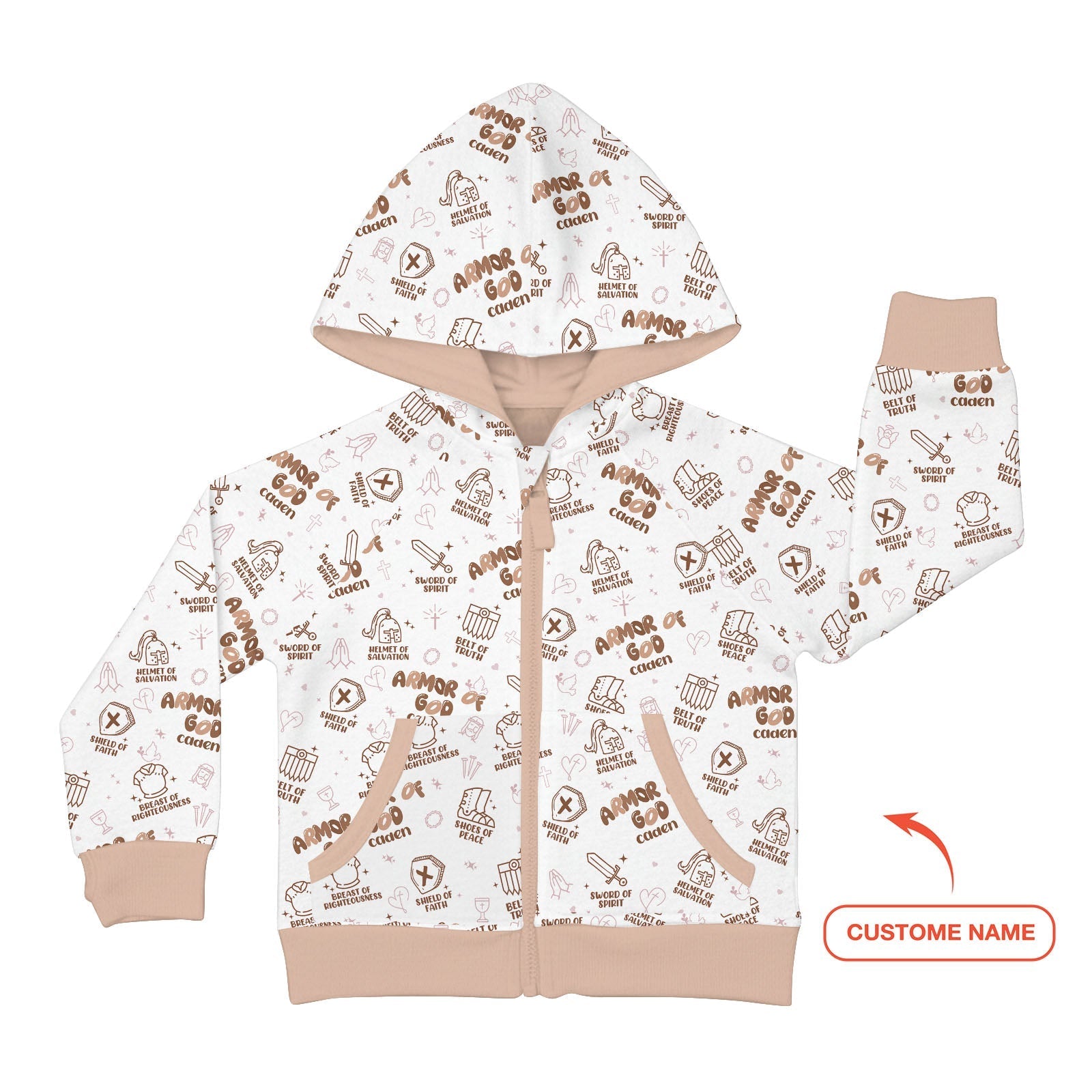 Armor of God Custom Name Zip Hoodie - StazzyBaby