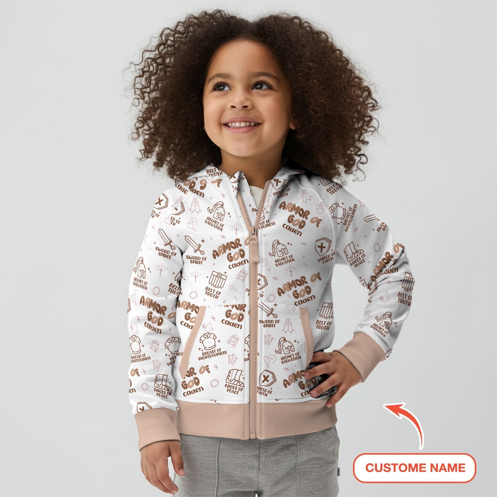Armor of God Custom Name Zip Hoodie - StazzyBaby