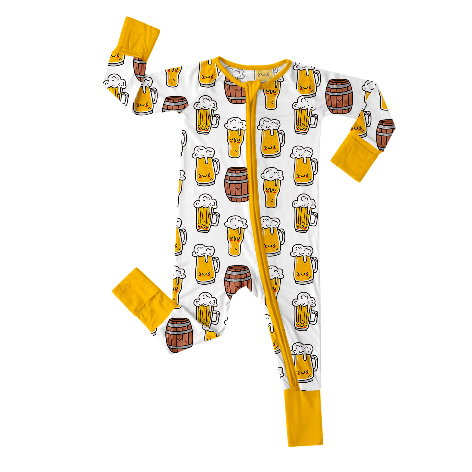 Beer Mugs and Barrels Convertible Zippered Romper - StazzyBaby