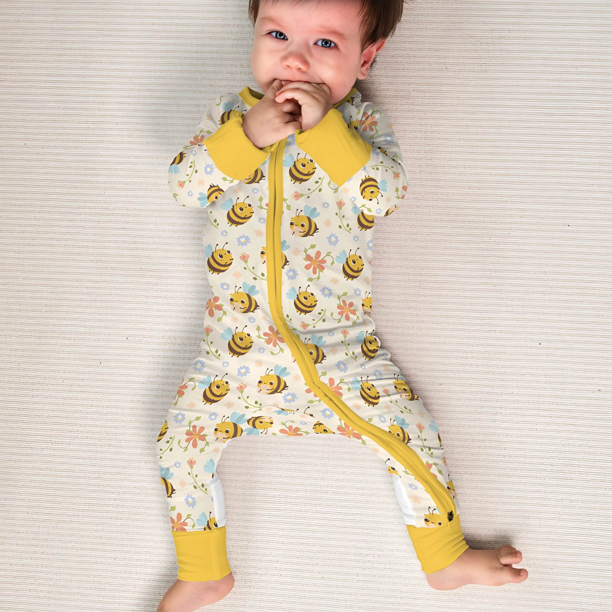 Bees and Flowers Convertible Zippered Romper - StazzyBaby