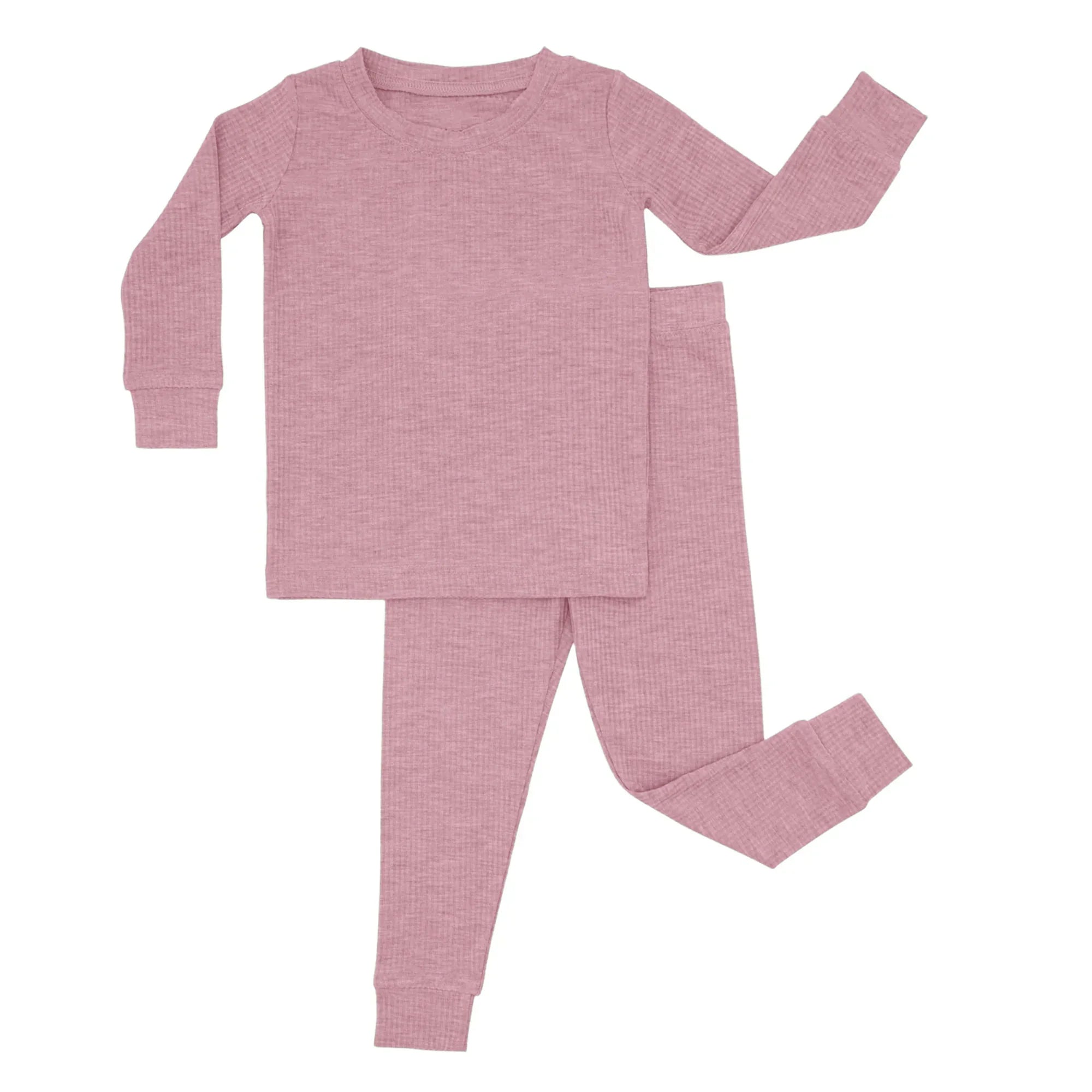 Blush Petal Ribbed Two Piece Long Sleeve Pajama Set - StazzyBaby