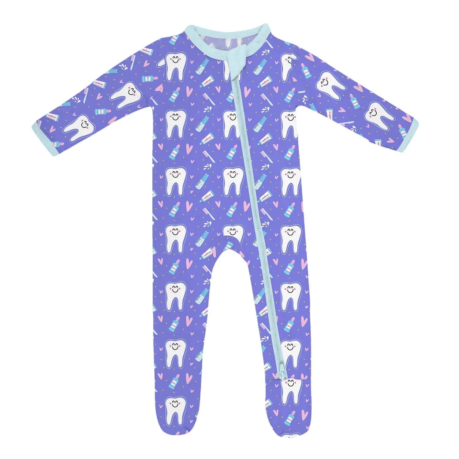 Brushing Teeth Magnetic Footie Romper - StazzyBaby