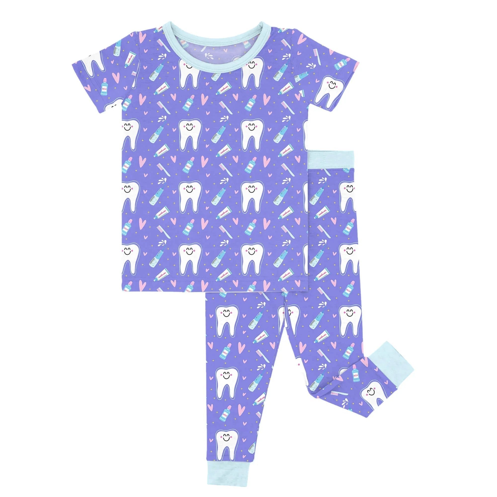 Brushing Teeth Two Piece Short Sleeve & Pants Pajama Set - StazzyBaby