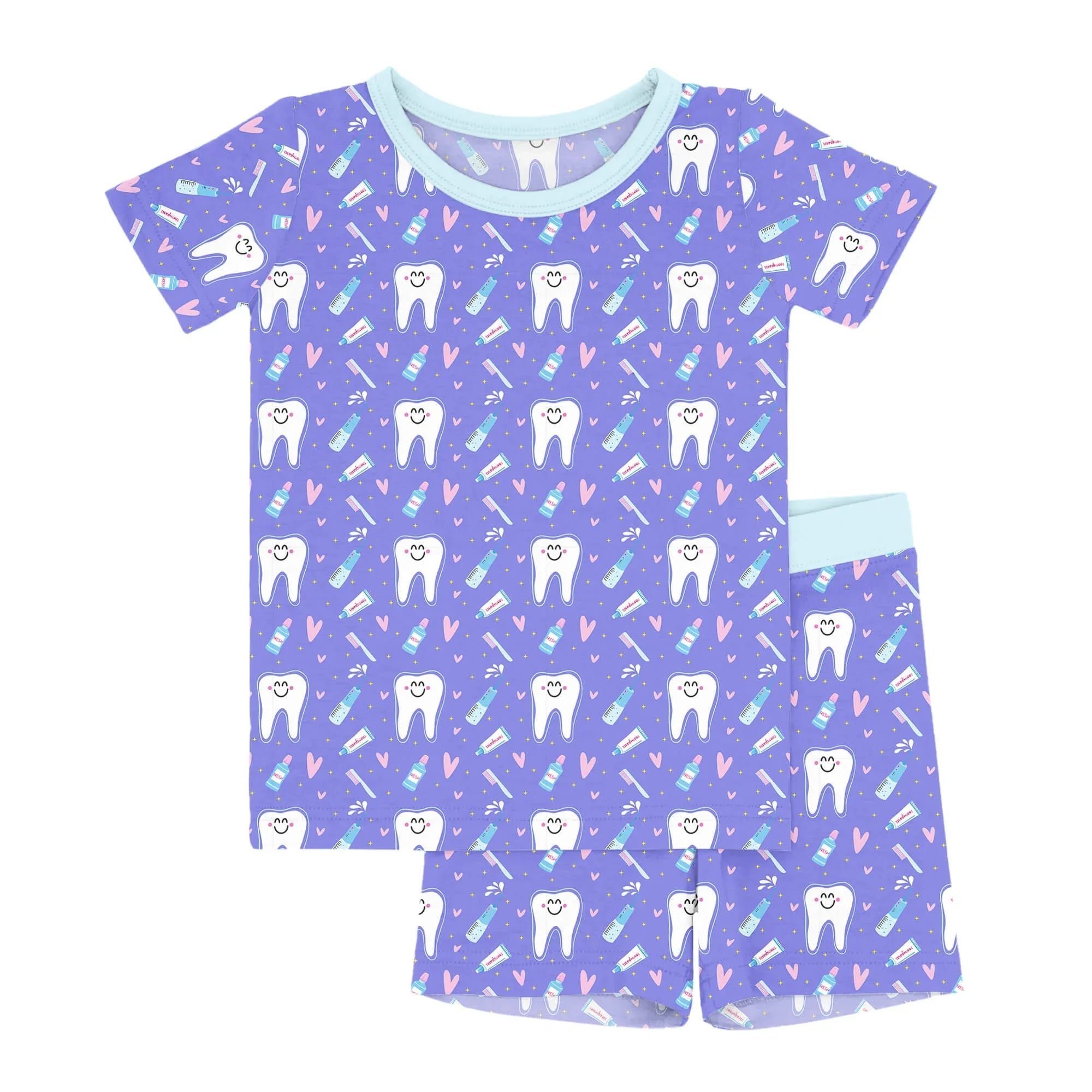 Brushing Teeth Two Piece Short Sleeve & Shorts Pajama Set - StazzyBaby