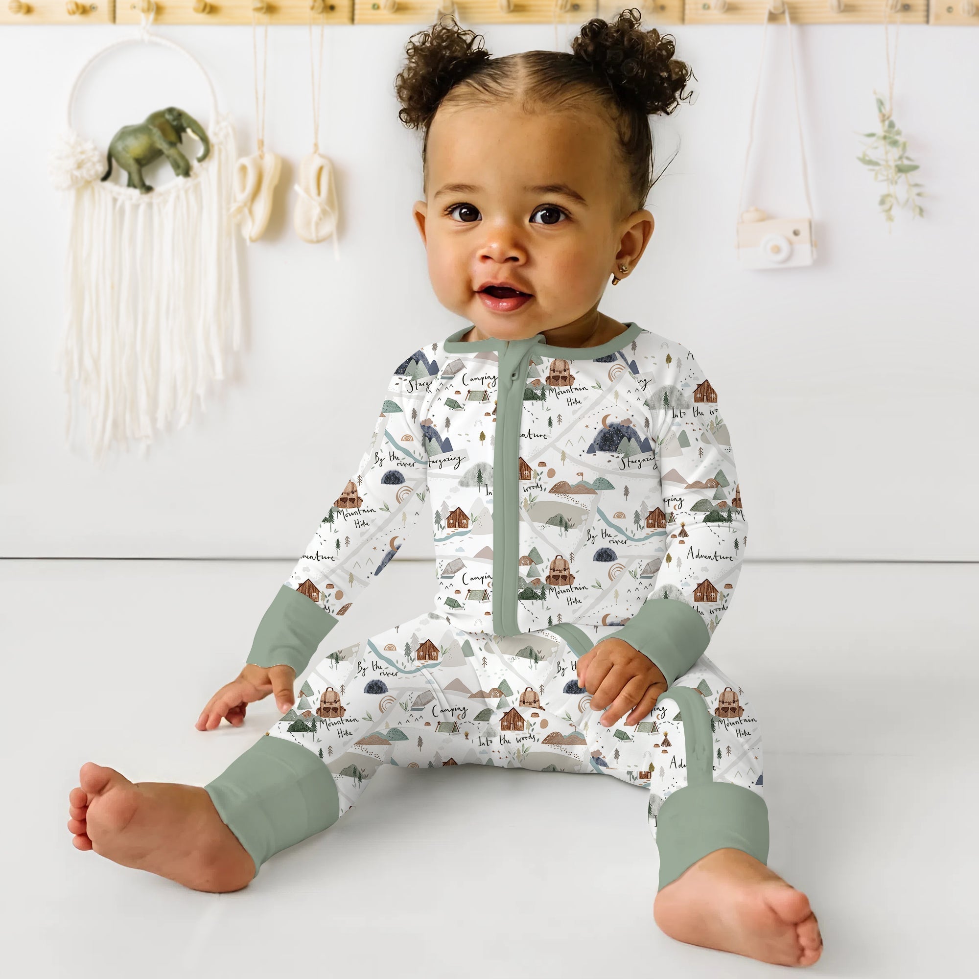 Camping Route Map Convertible Zippered Romper - StazzyBaby