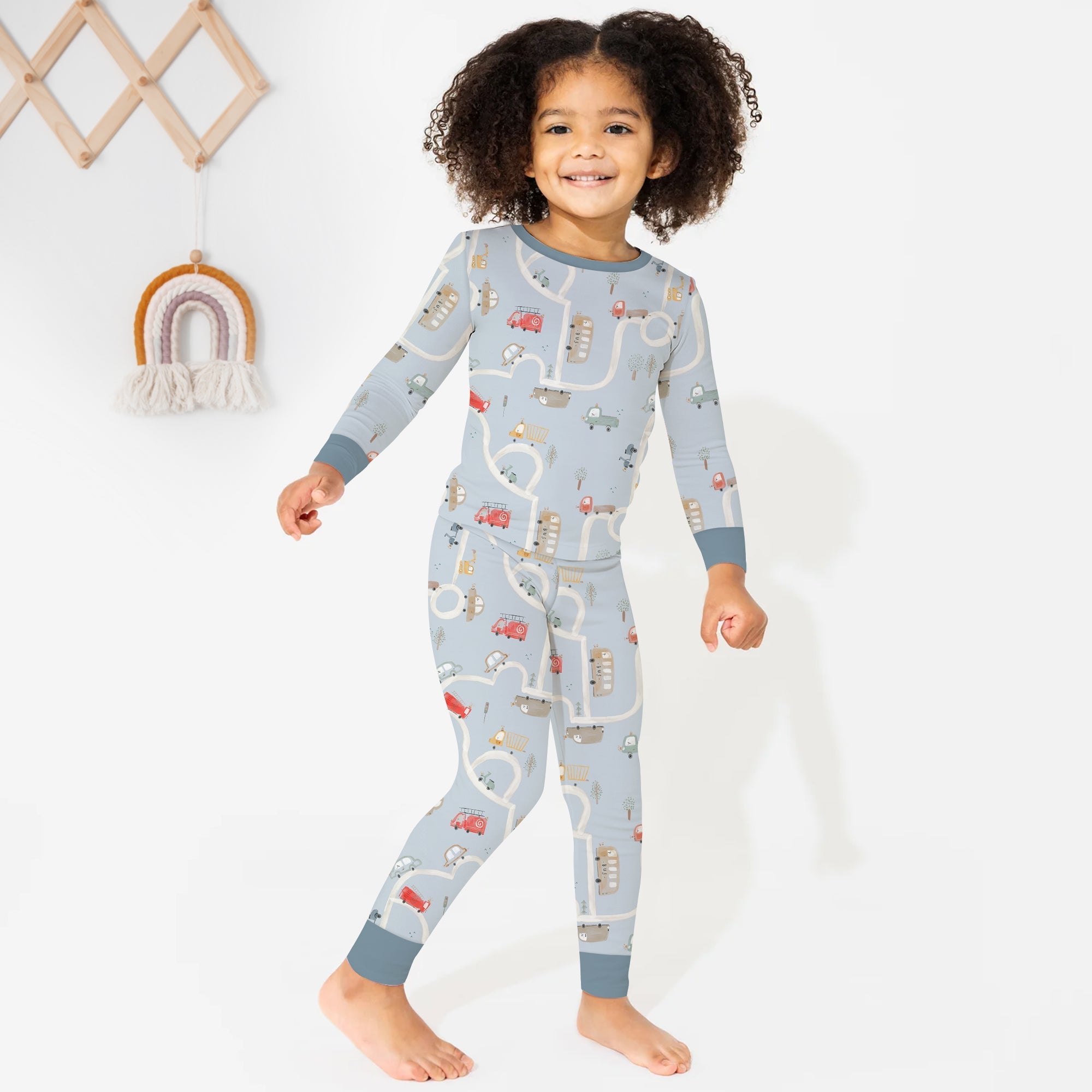 Car Route Map Two Piece Long Sleeve Pajama Set - StazzyBaby