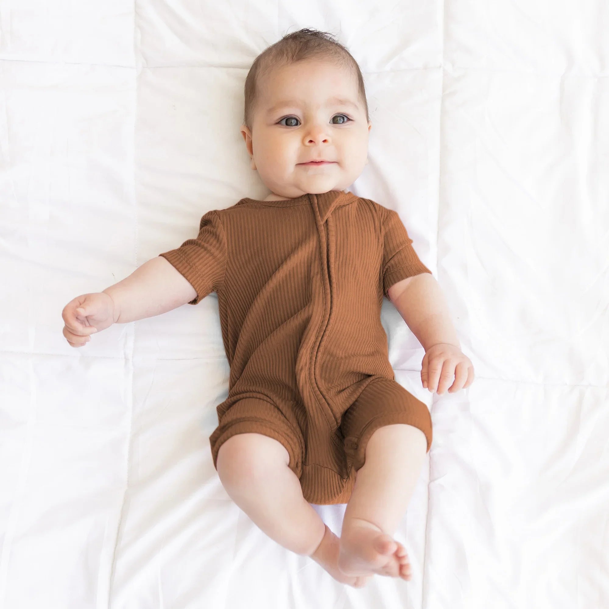 Caramel Ribbed Shorty Zippy - StazzyBaby