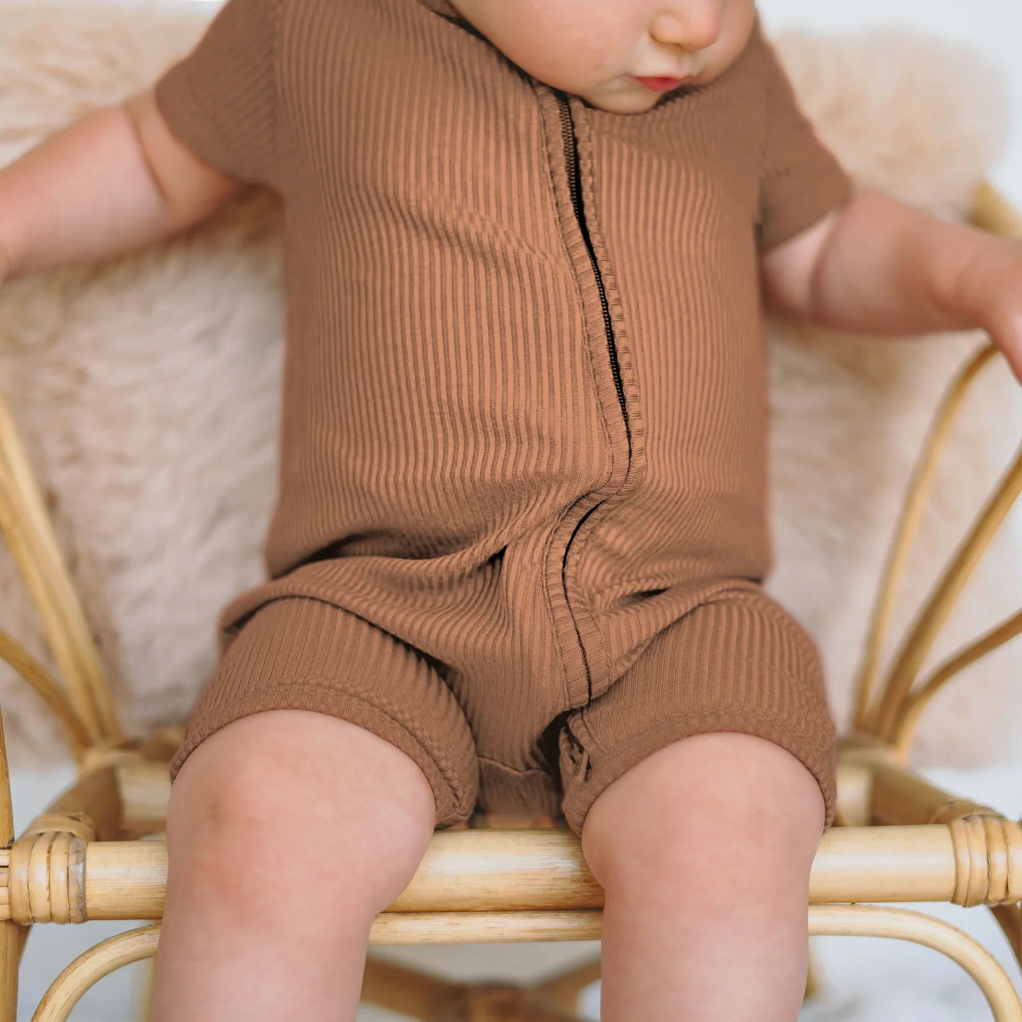 Caramel Ribbed Shorty Zippy - StazzyBaby