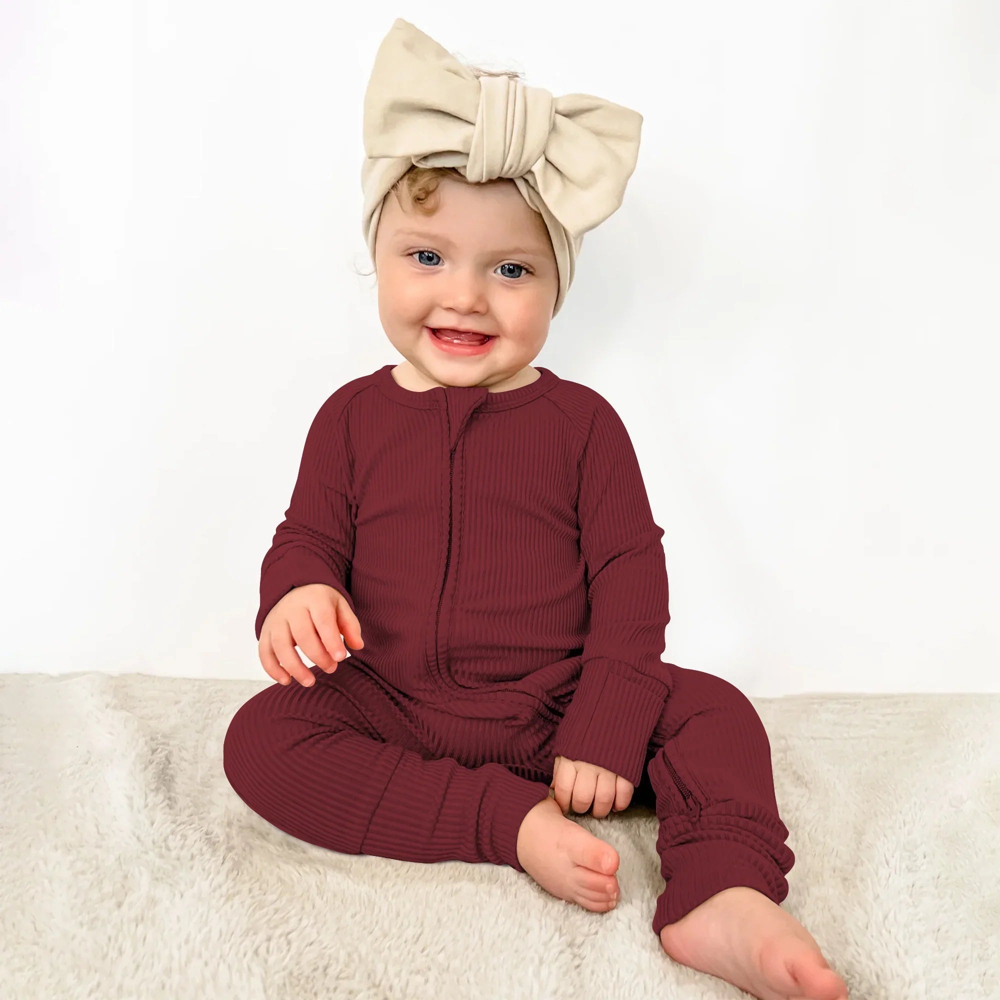 Cherrywood Ribbed Zippy - StazzyBaby