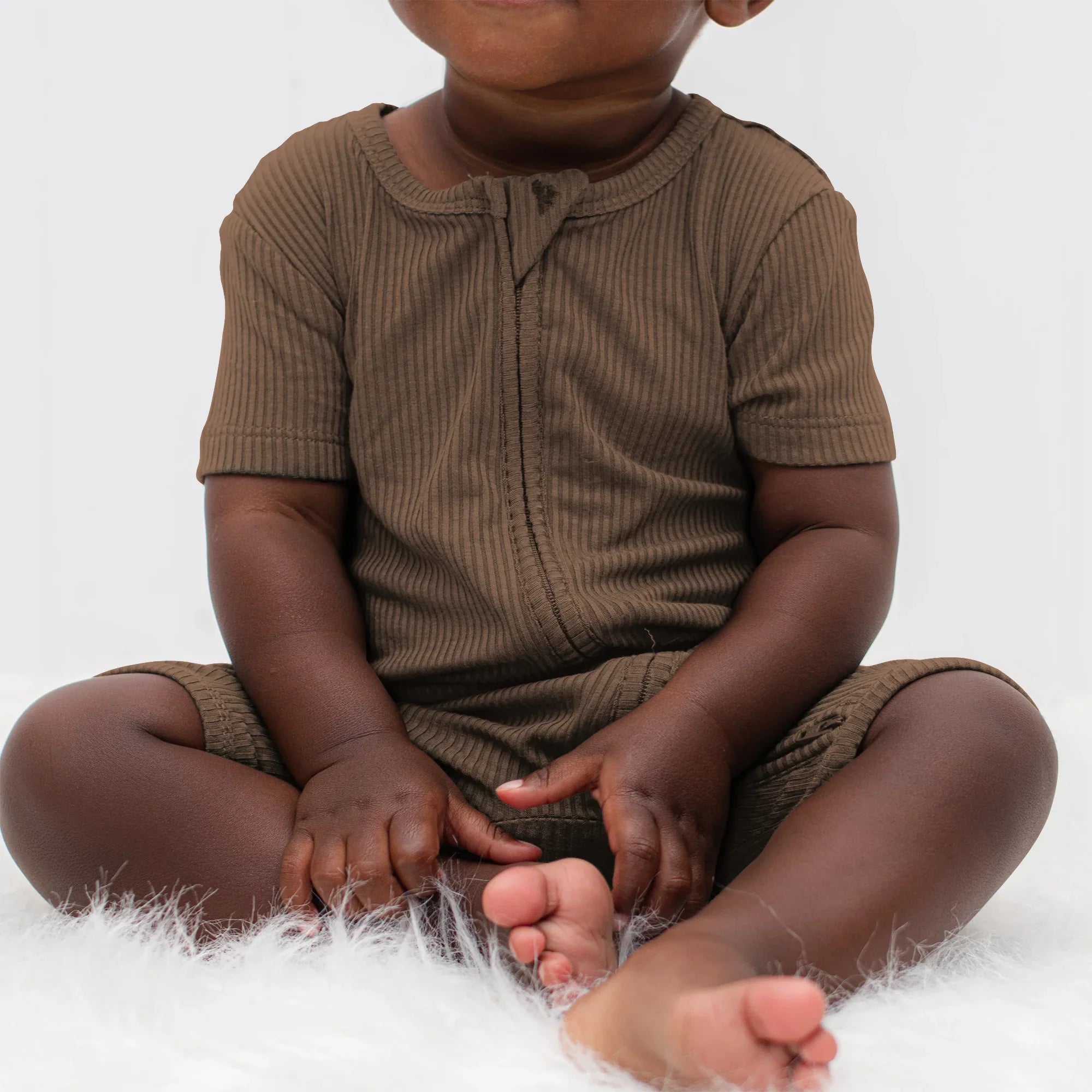 Cocoa Ribbed Shorty Zippy - StazzyBaby