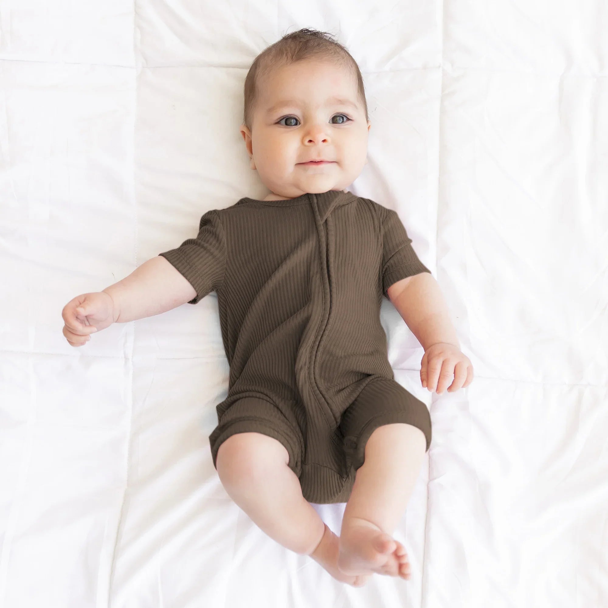 Cocoa Ribbed Shorty Zippy - StazzyBaby