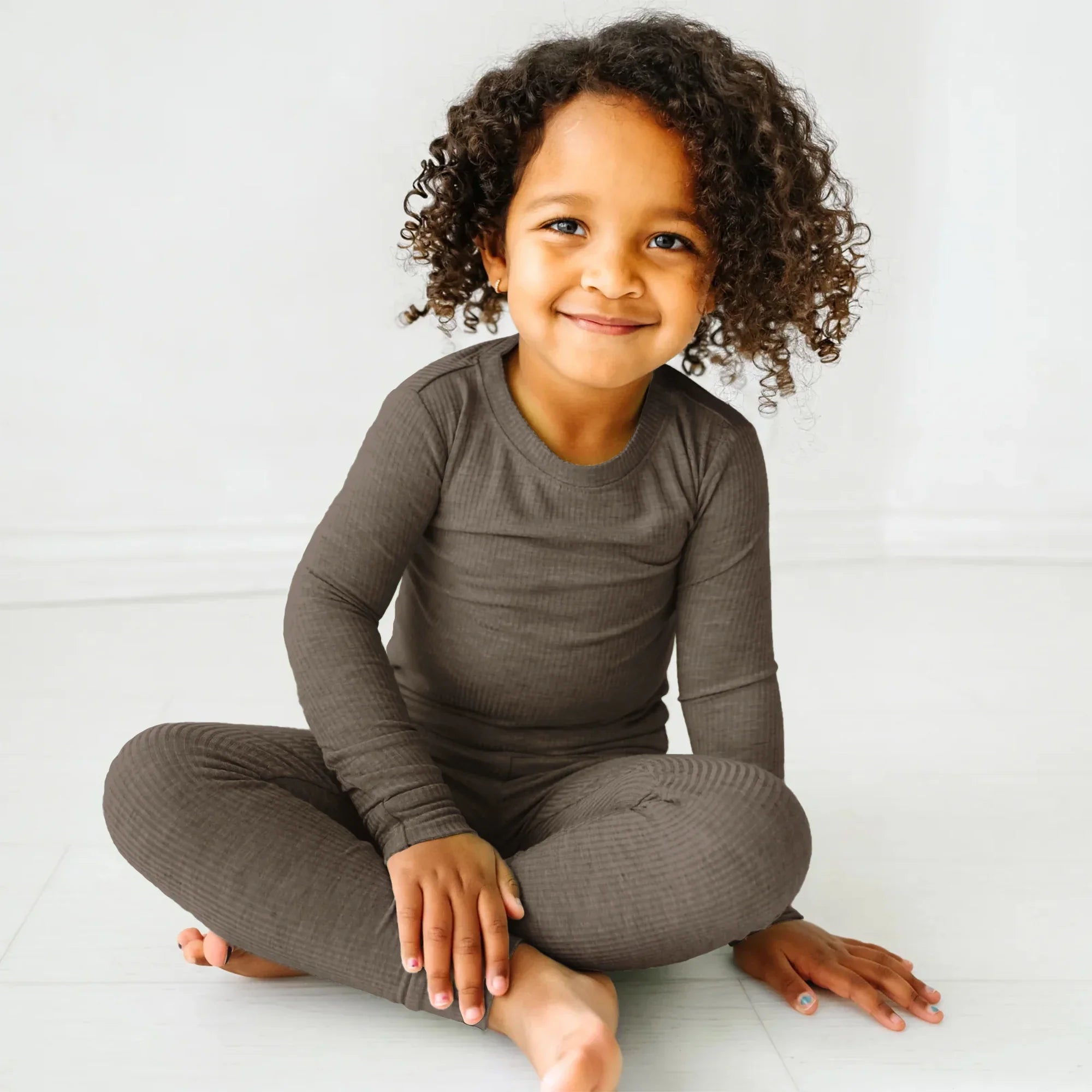 Cocoa Ribbed Two Piece Long Sleeve Pajama Set - StazzyBaby