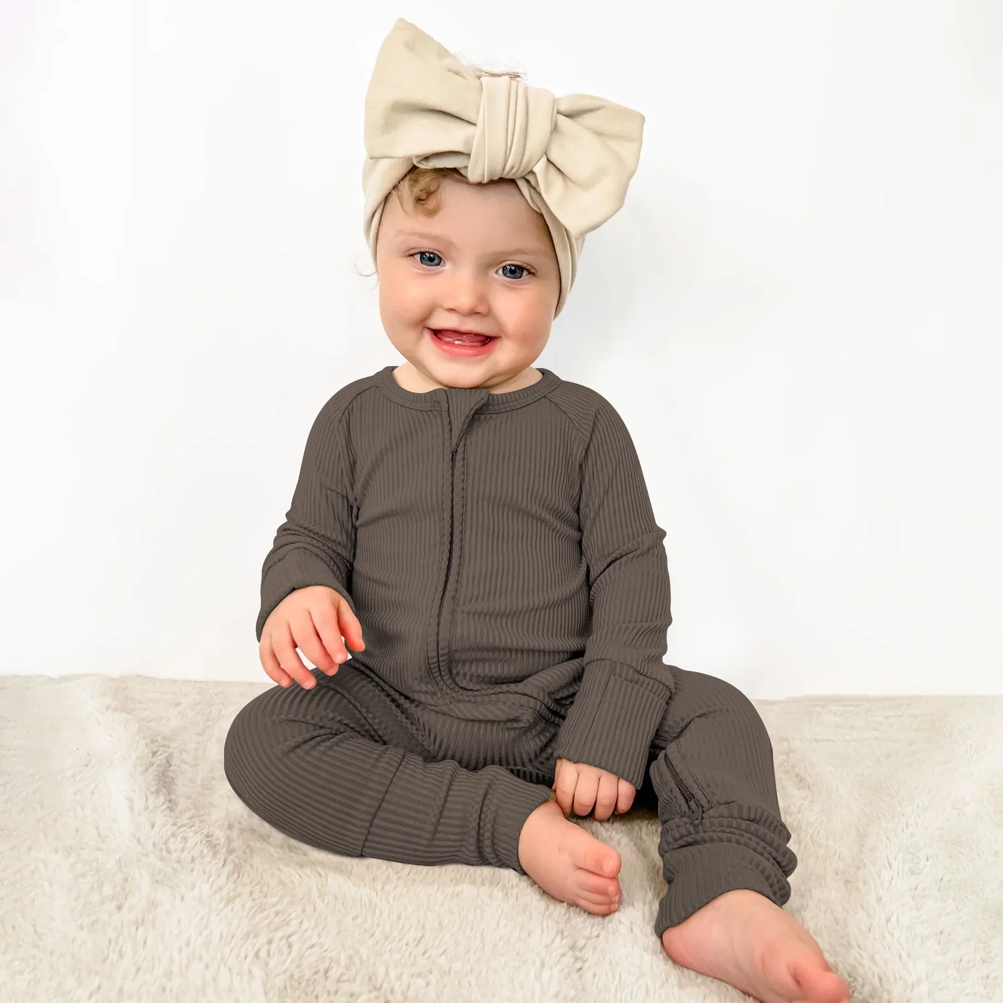 Cocoa Ribbed Zippy - StazzyBaby