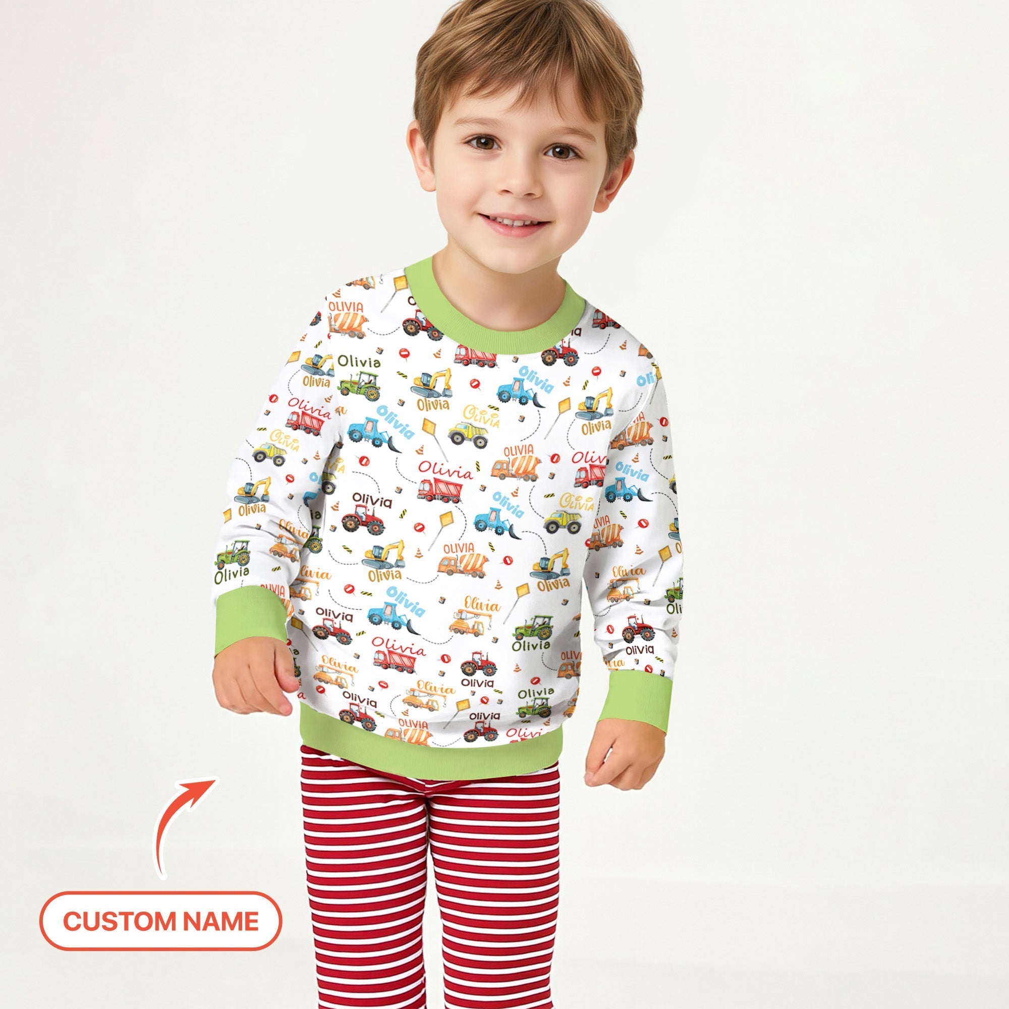 Construction Vehicles Custom Name Crewneck Sweatshirt - StazzyBaby