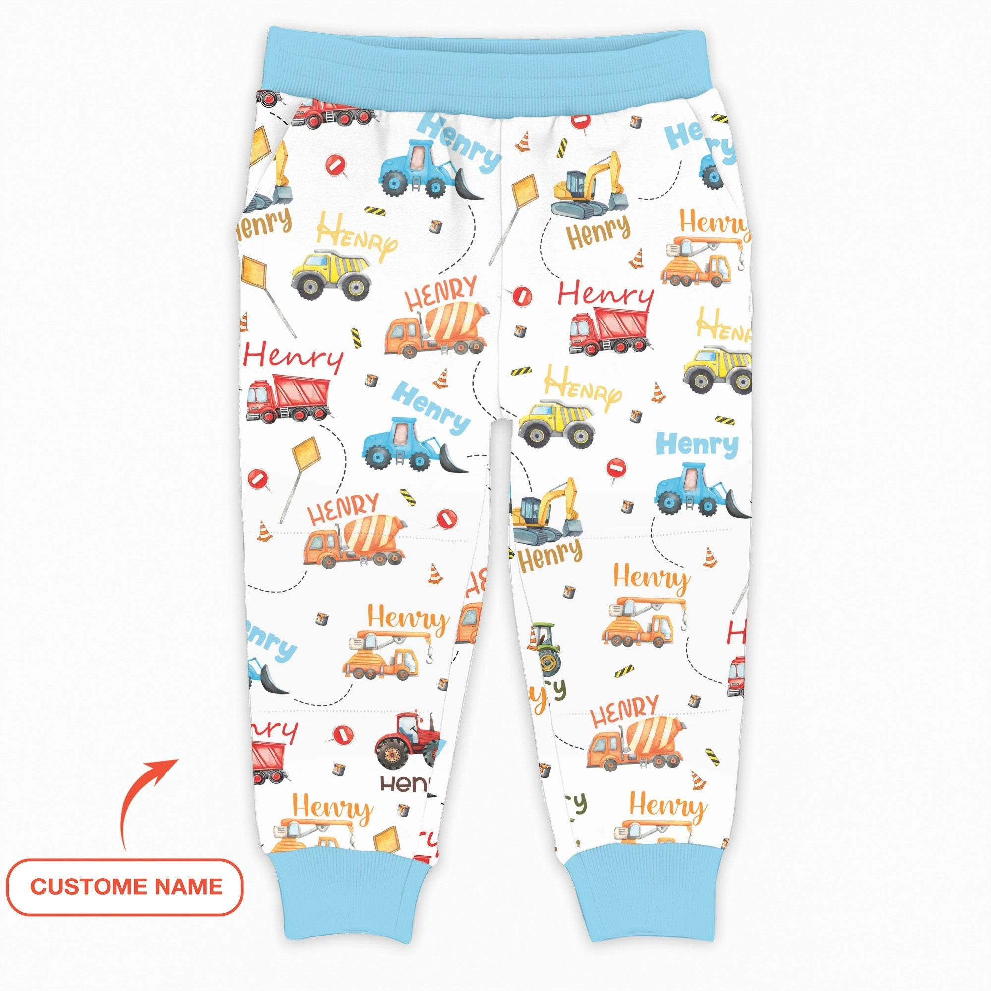 Construction Vehicles Custom Name Jogger - StazzyBaby