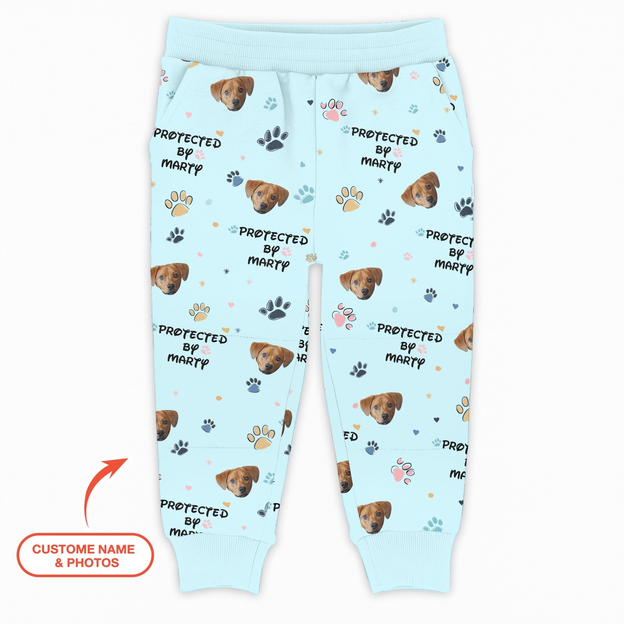 Custom Dog Photo Pattern "Protected By" Jogger - StazzyBaby