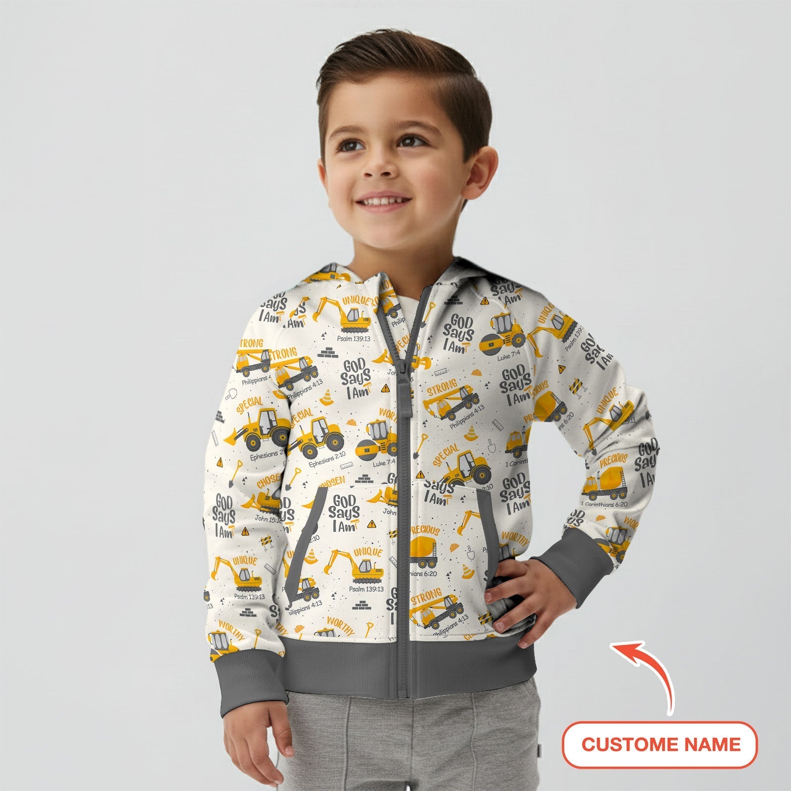 Custom Name God Says I Am Boy Zip Hoodie - StazzyBaby