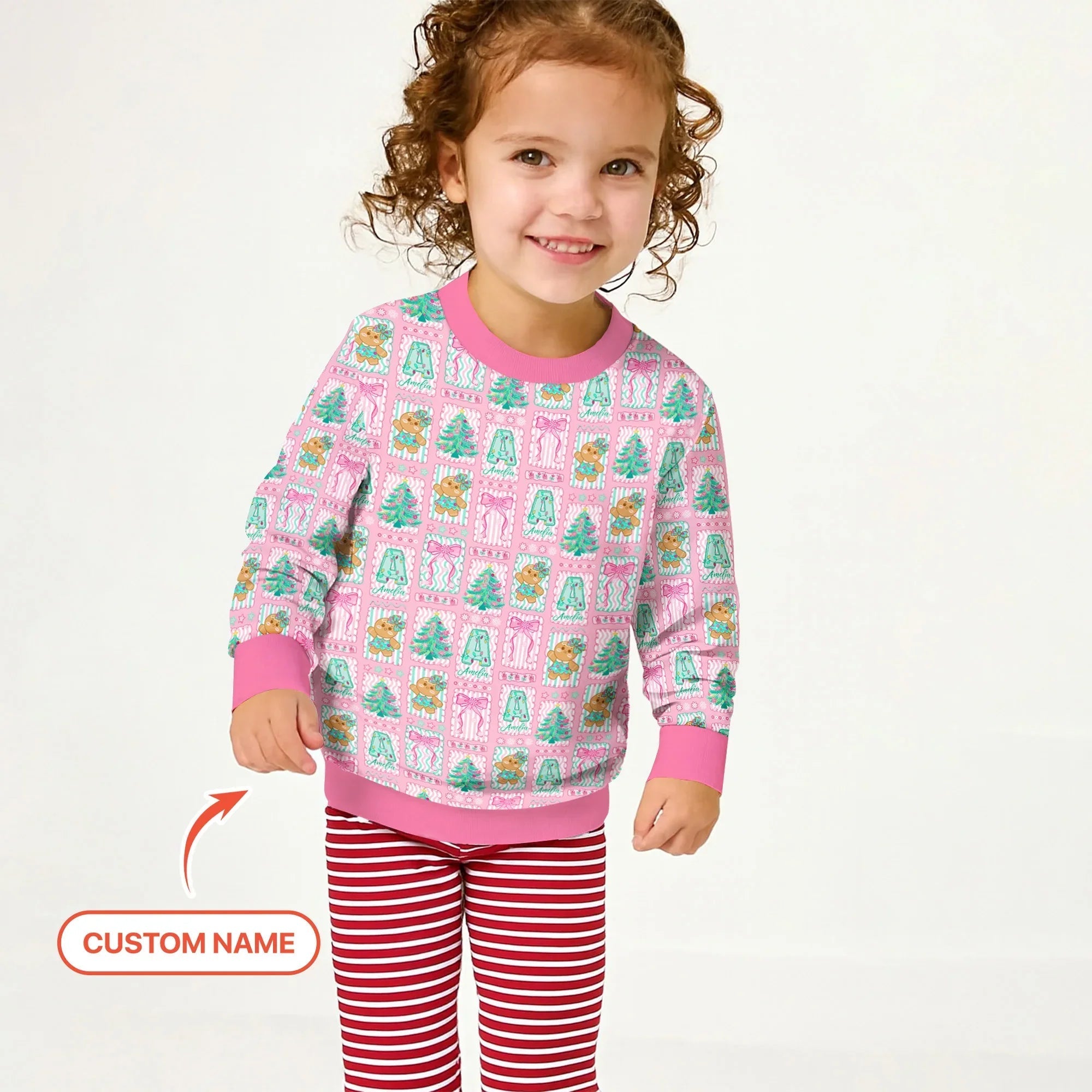 Custom Name "Merry Pink Christmas" Crewneck Sweatshirt - StazzyBaby