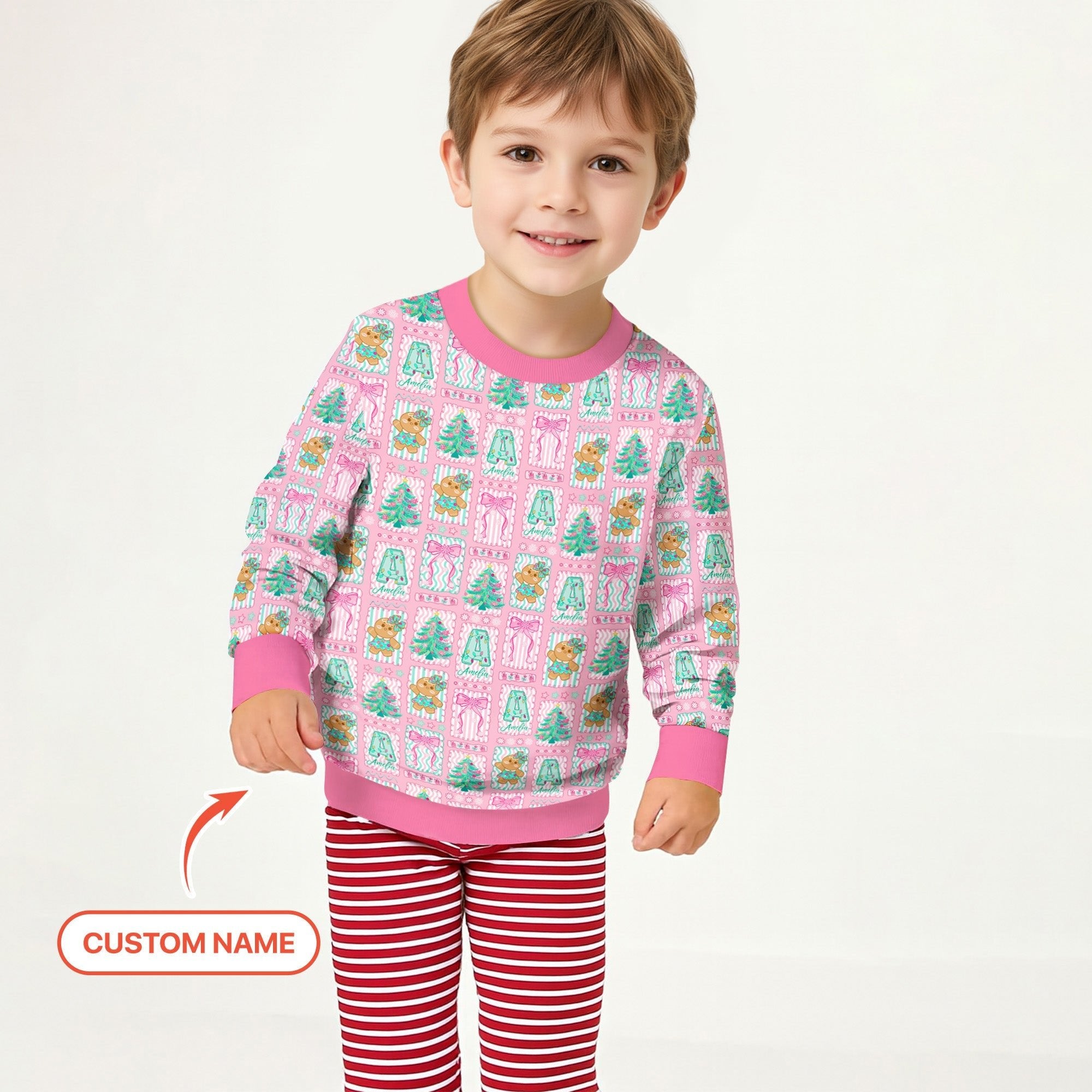 Custom Name "Merry Pink Christmas" Crewneck Sweatshirt - StazzyBaby