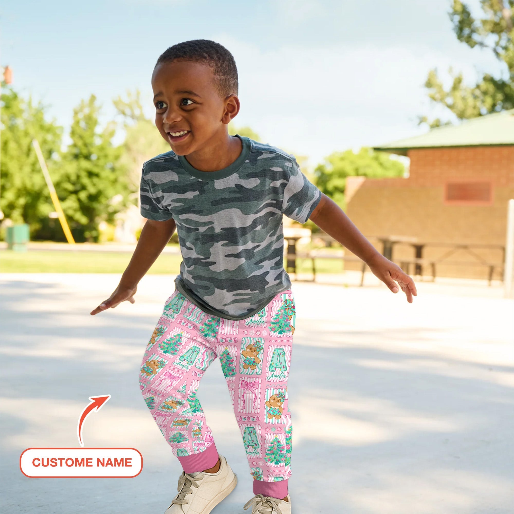 Custom Name "Merry Pink Christmas" Jogger - StazzyBaby