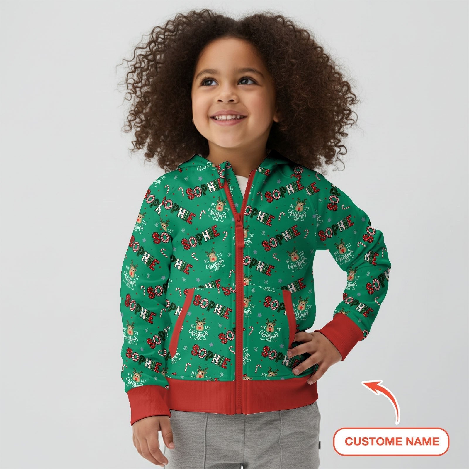 Custom Name "My First Christmas" Zip Hoodie - StazzyBaby