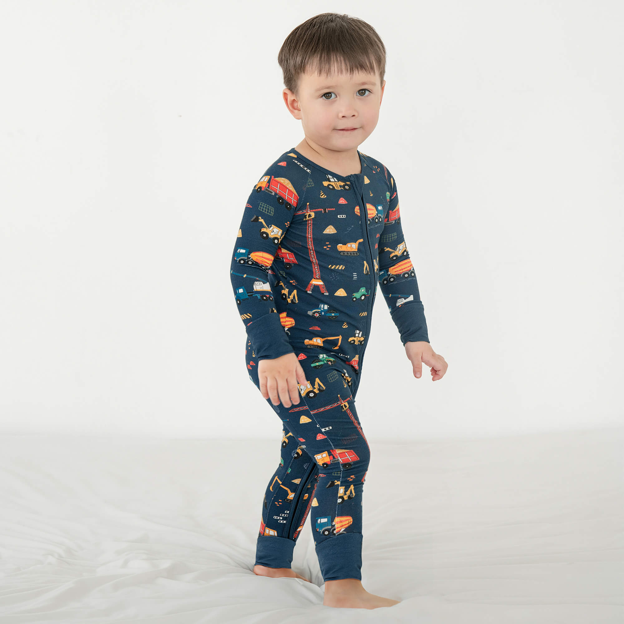 Dark Slate Gray Construction Convertible Zippered Romper - StazzyBaby