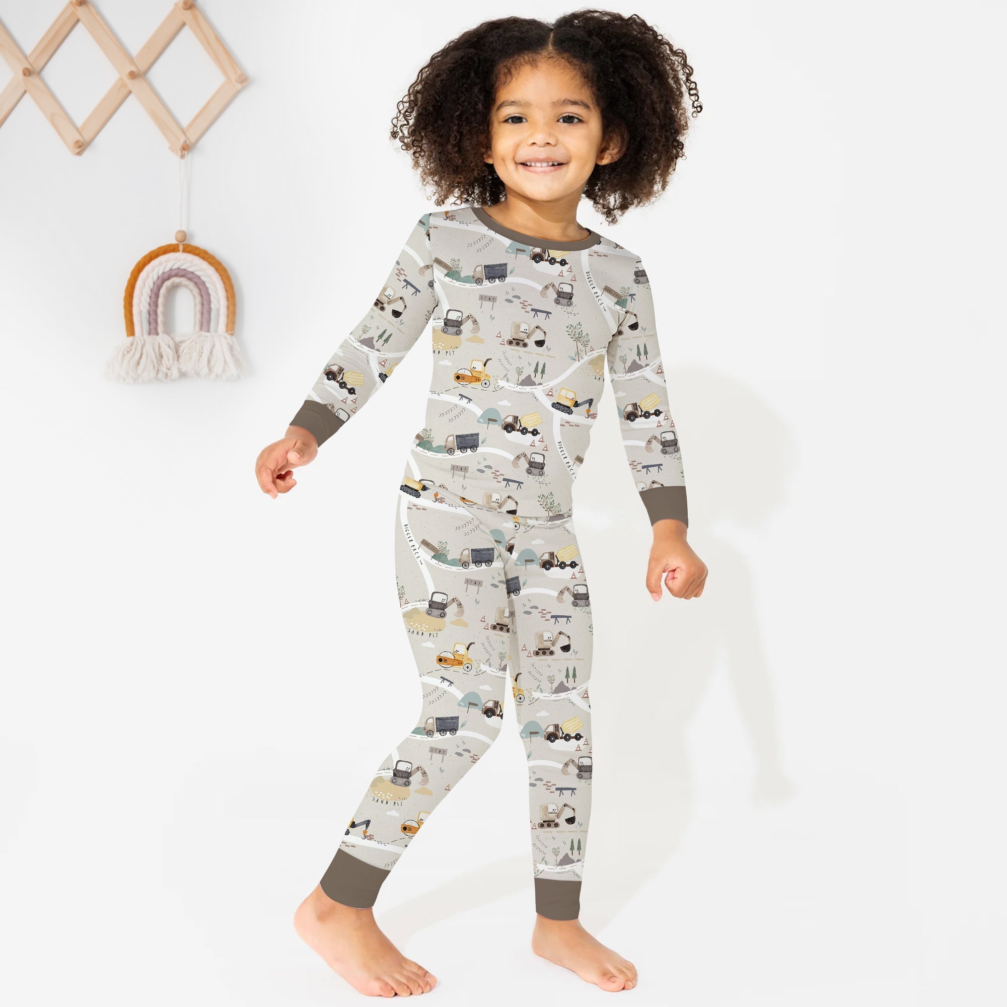 Diggers Route Map Two Piece Long Sleeve Pajama Set - StazzyBaby