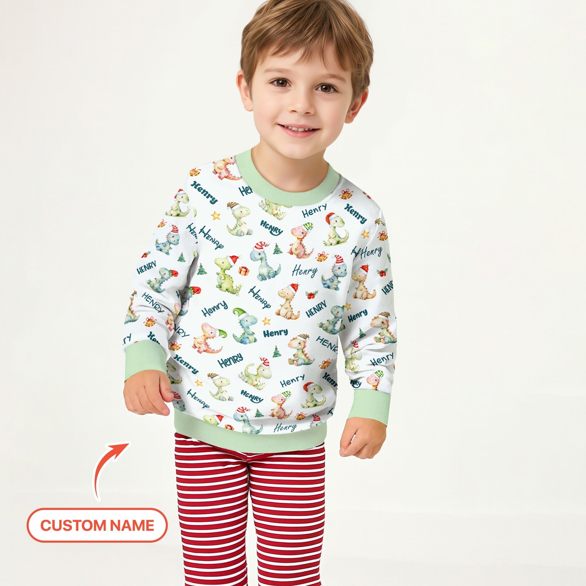 Dinosaur Custom Name Crewneck Sweatshirt - StazzyBaby