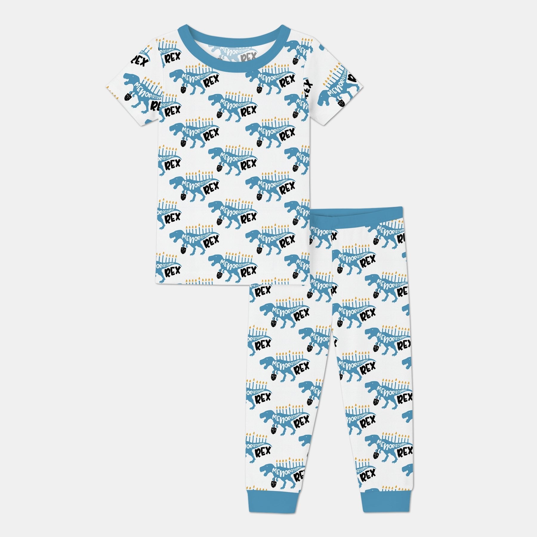 Dinosaur Hanukkah Boy Short Sleeve & Pants Pajama Set - StazzyBaby