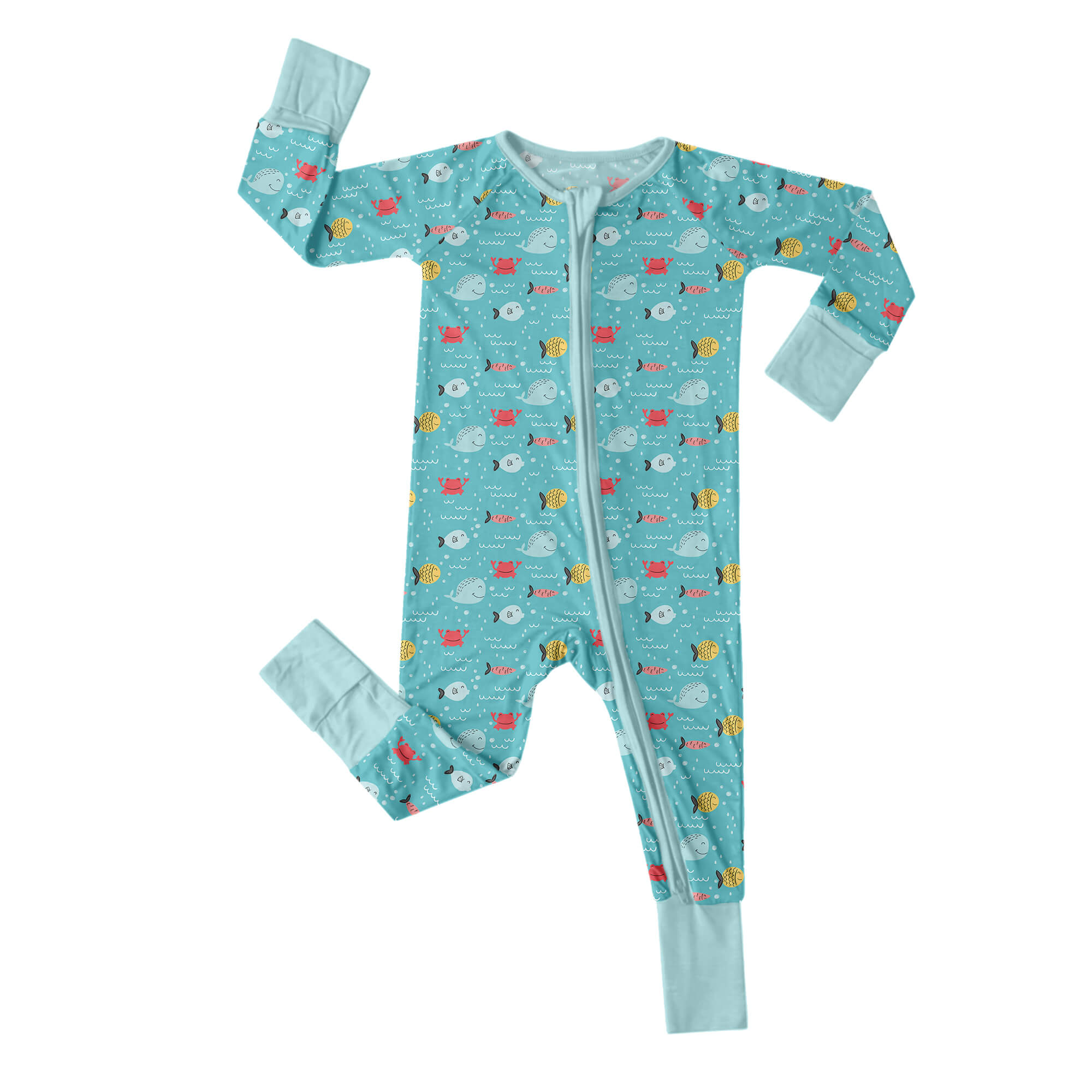 Fishes and Crabs Convertible Zippered Romper
