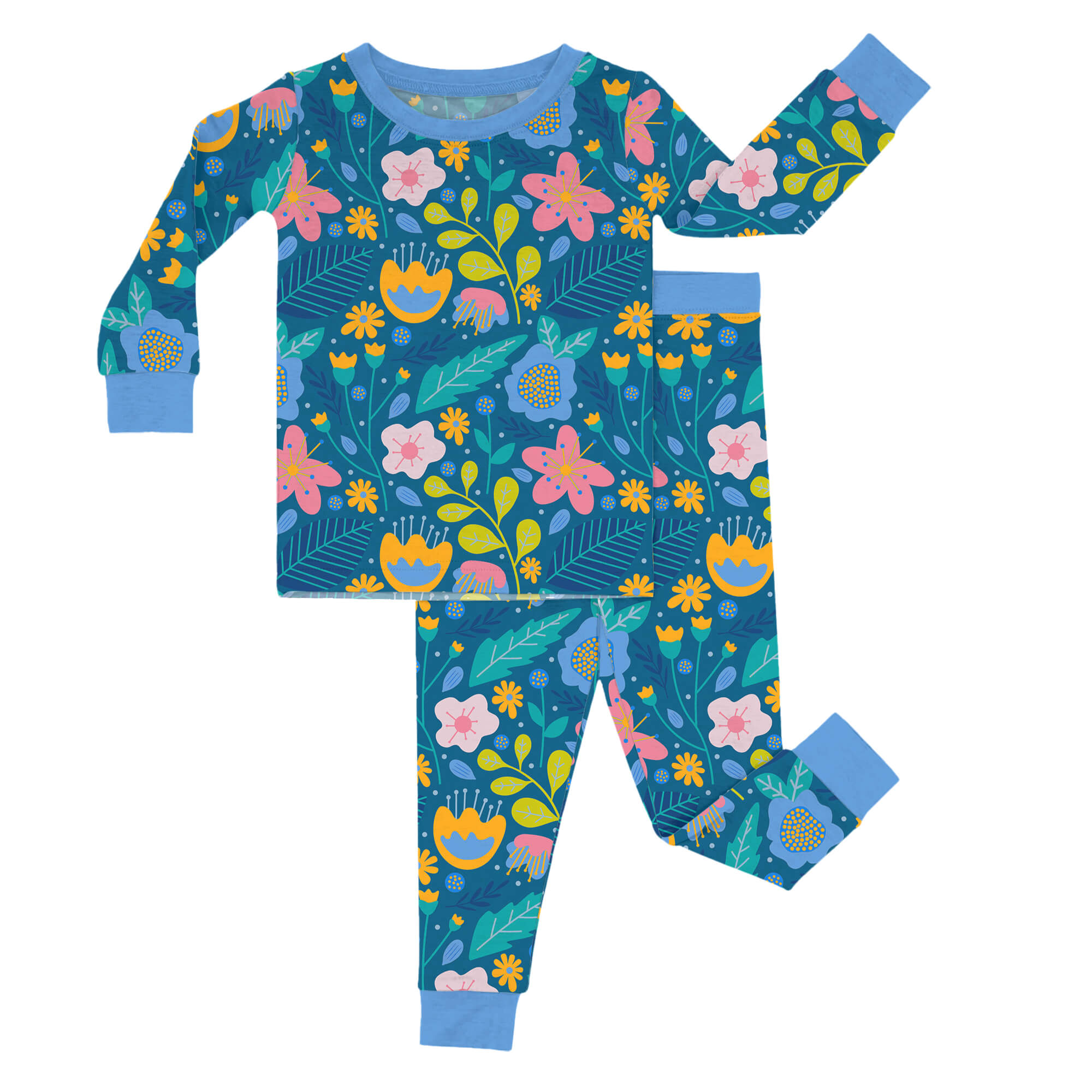 Folk Floral Two-Piece Pajama Set