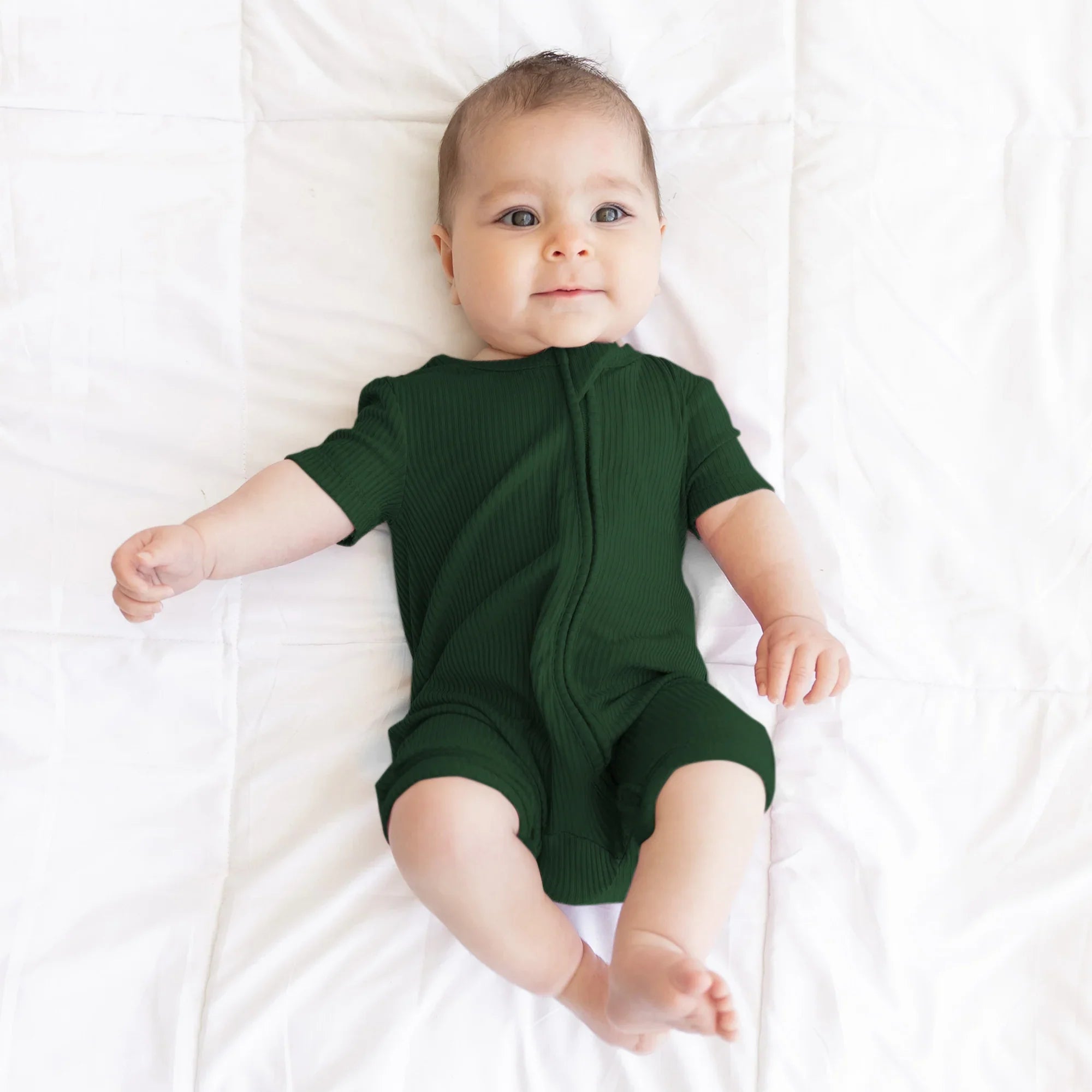 Forest Green Ribbed Shorty Zippy - StazzyBaby