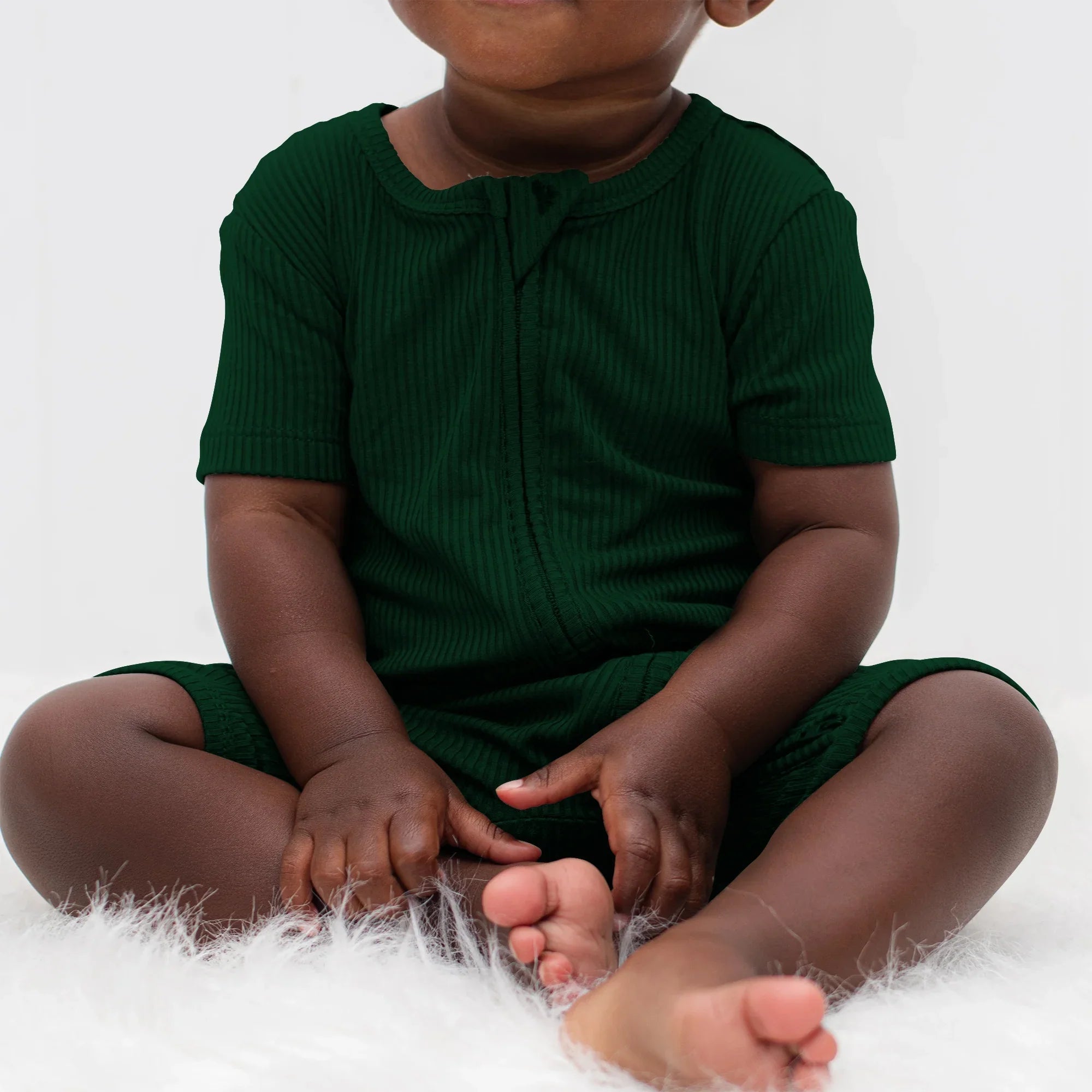 Forest Green Ribbed Shorty Zippy - StazzyBaby