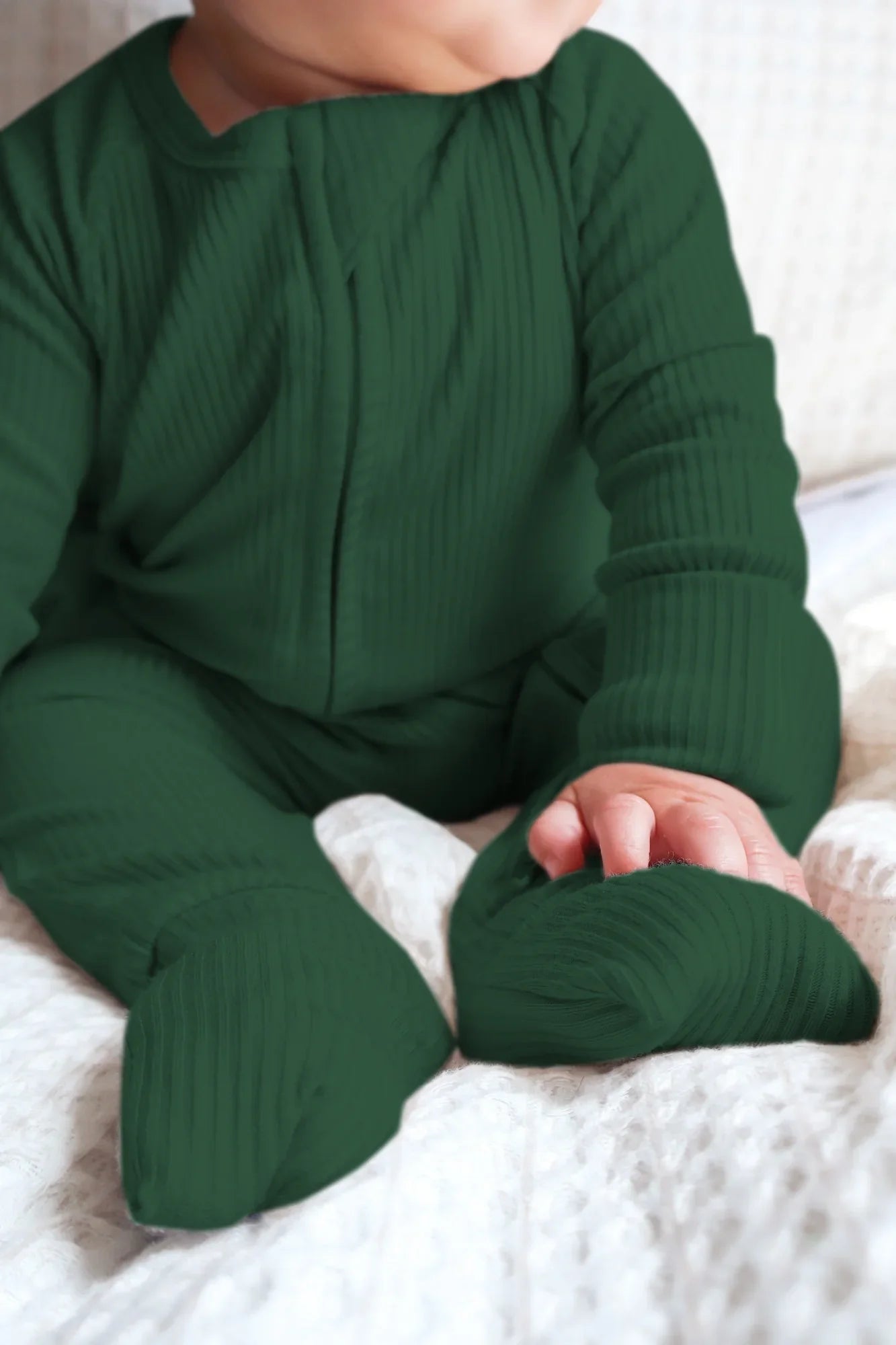 Forest Green Ribbed Zippy - StazzyBaby