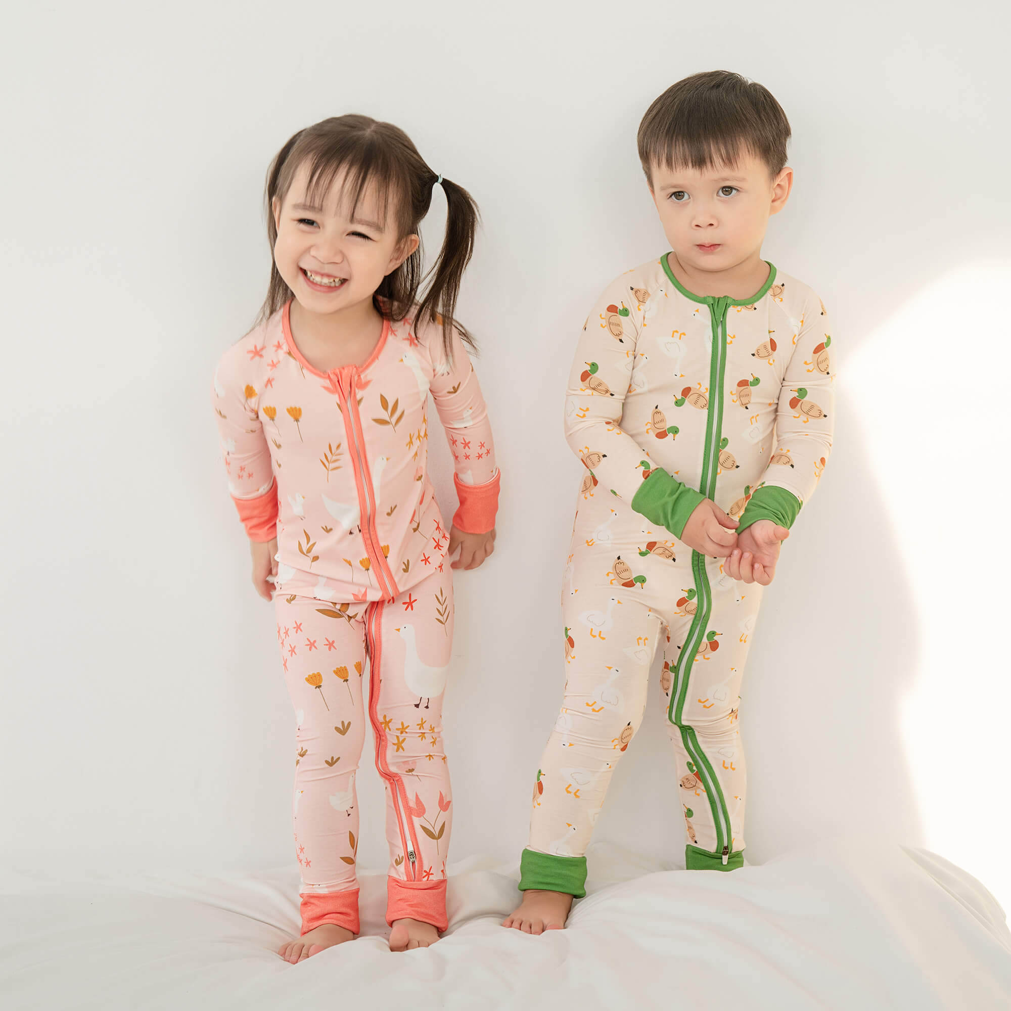 Geese and Flowers Convertible Zippered Romper - StazzyBaby