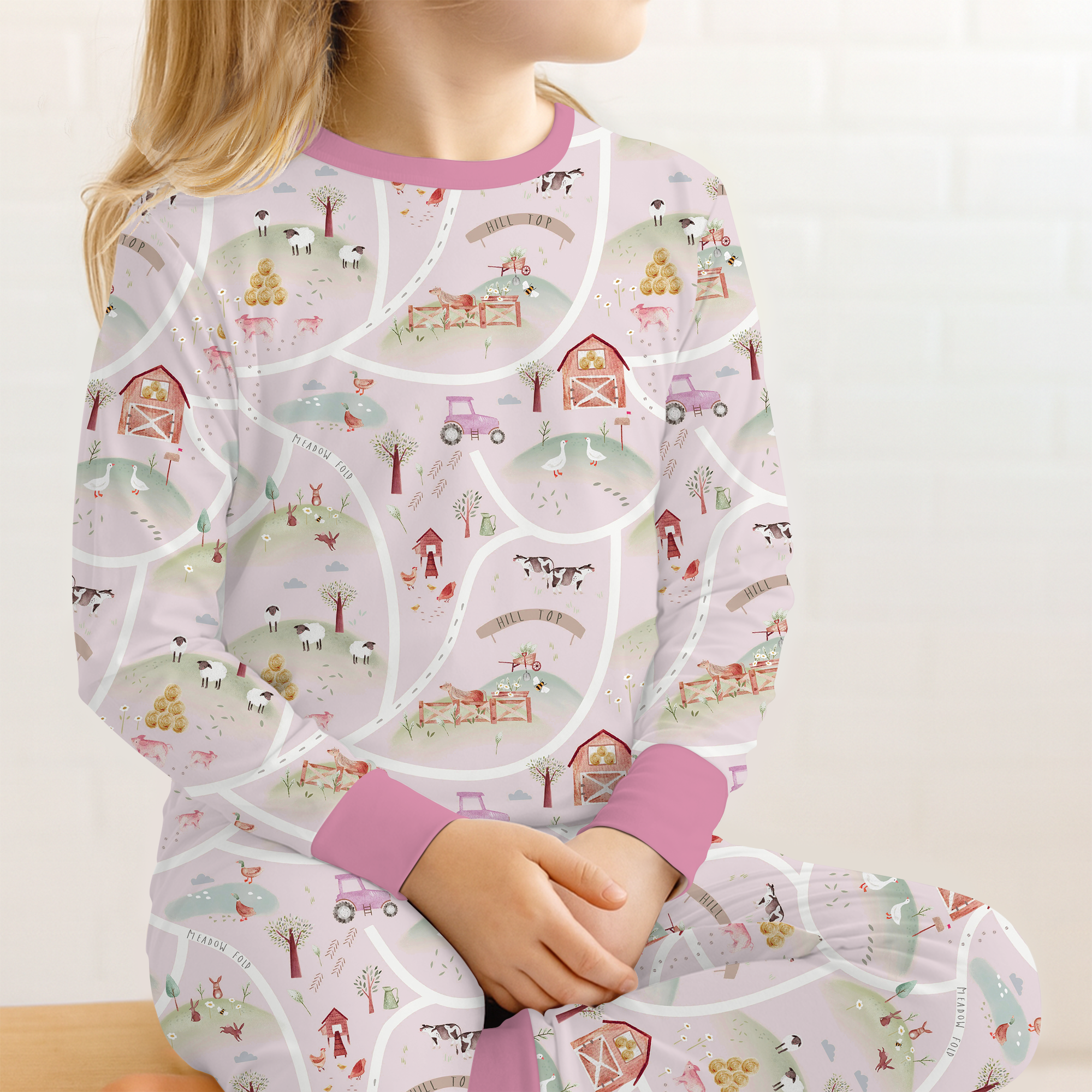 Farm Meadow Route Map Two Piece Long Sleeve Pajama Set