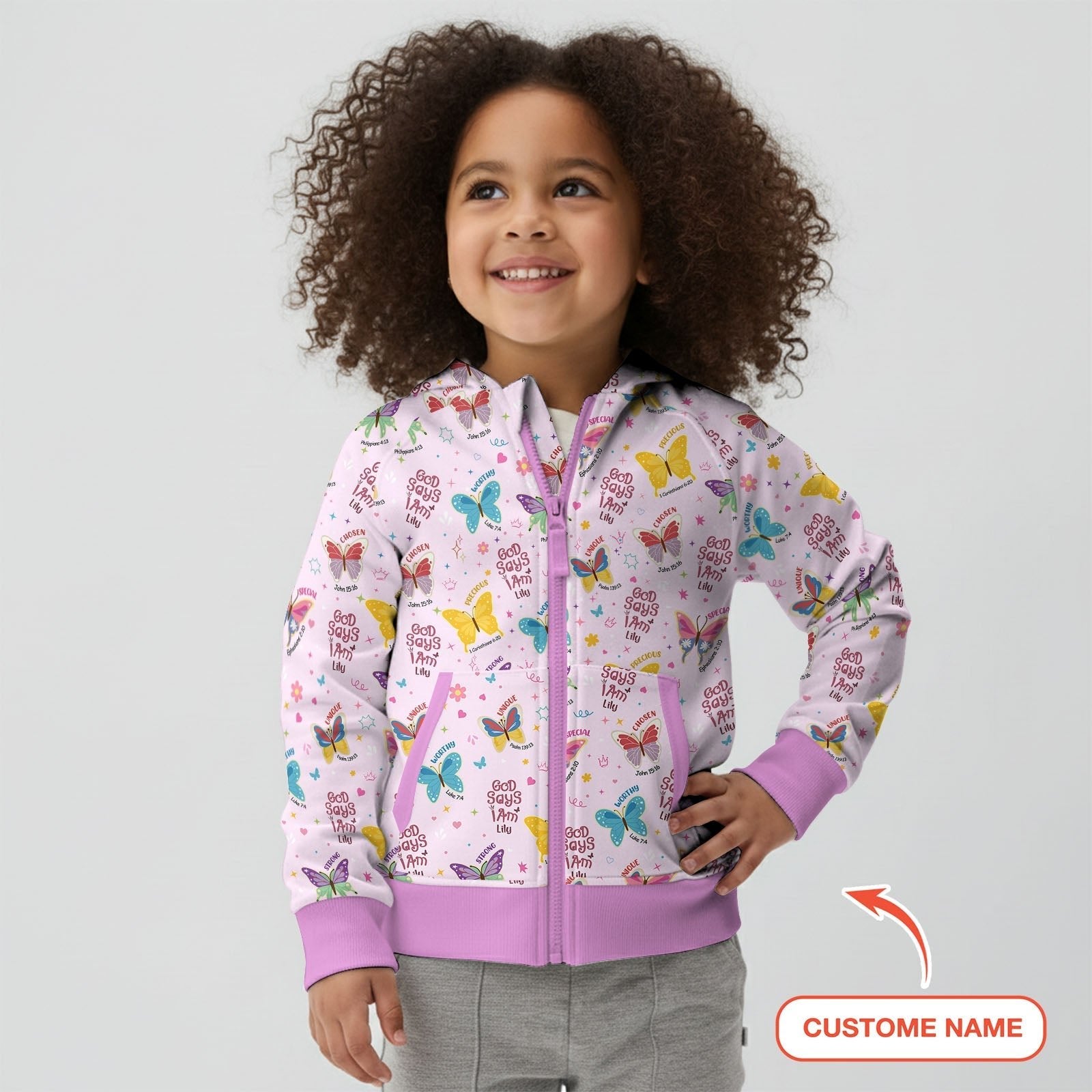 God Says I Am Girl Custom Name Zip Hoodie - StazzyBaby