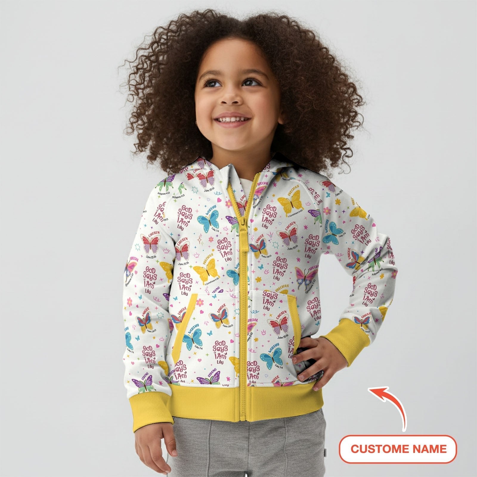 God Says I Am Girl Custom Name Zip Hoodie - StazzyBaby