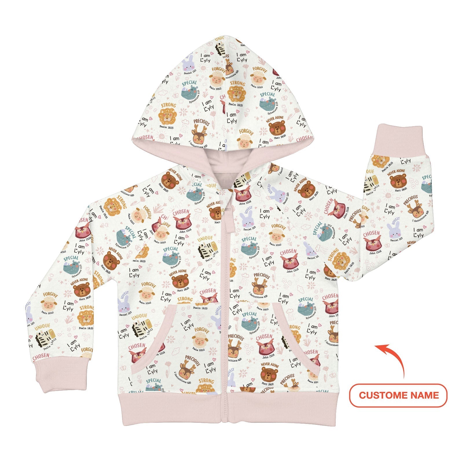 God’s Little Zoo Custom Name Zip Hoodie - StazzyBaby