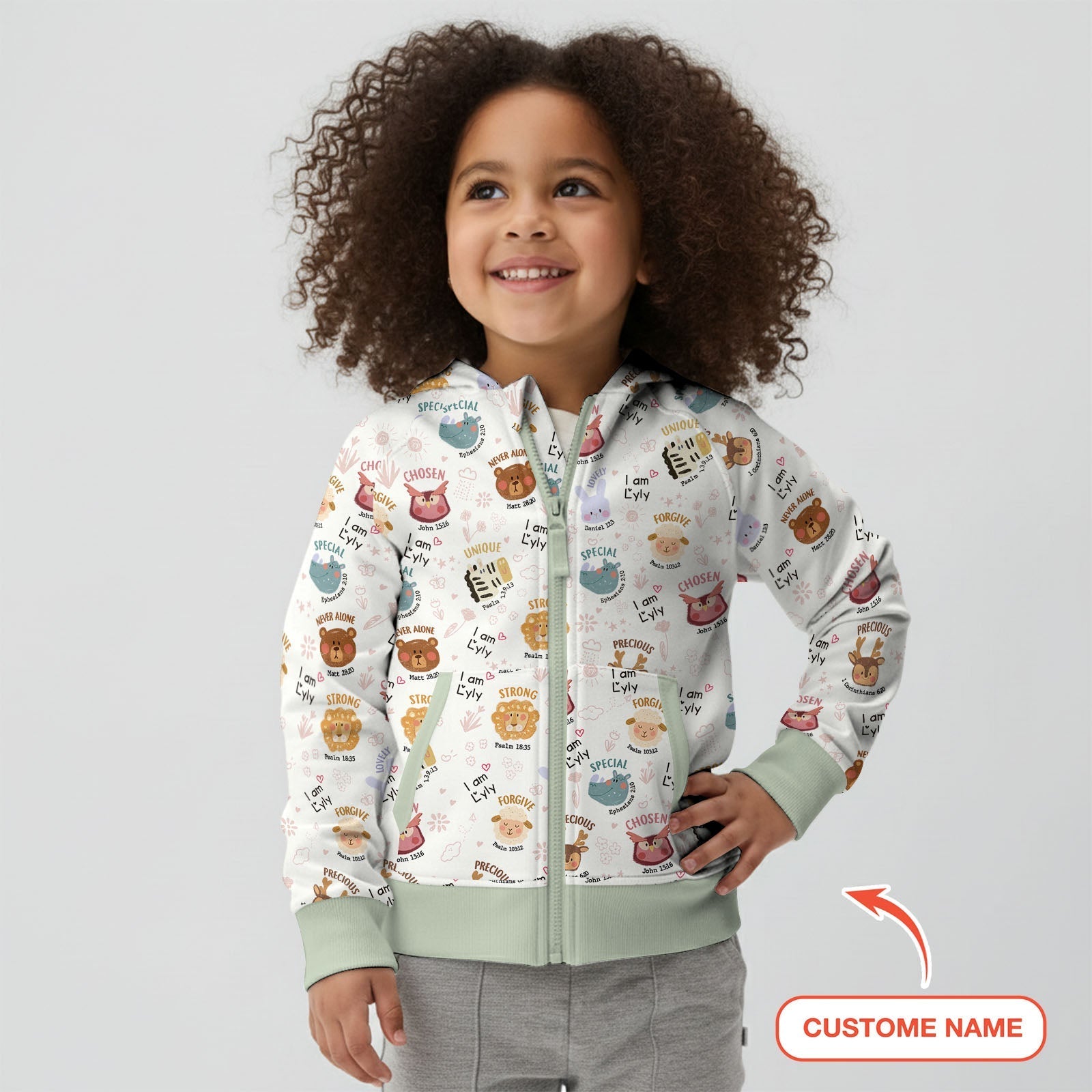 God’s Little Zoo Custom Name Zip Hoodie - StazzyBaby