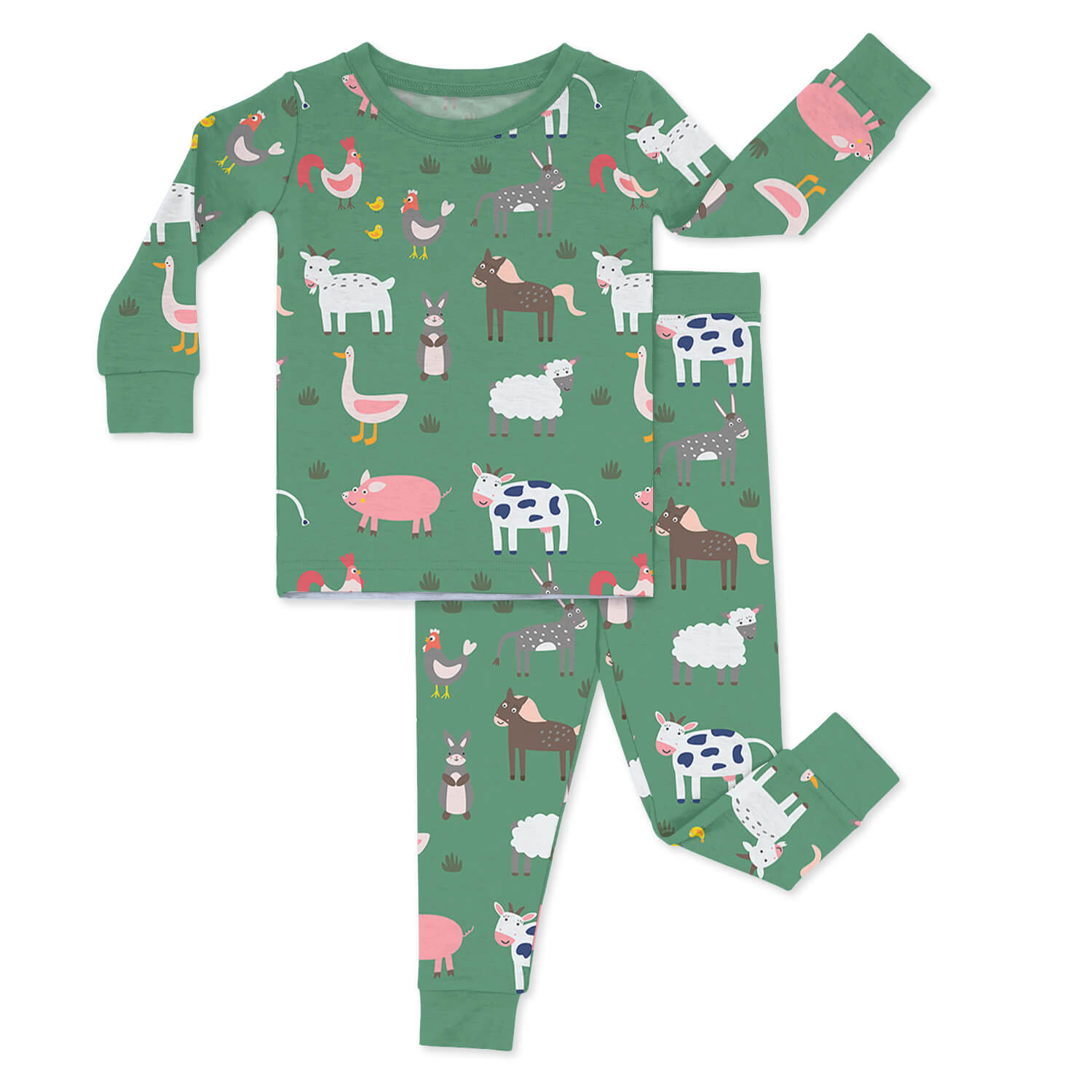 Green Farm Animals Two Piece Pajama Set - StazzyBaby