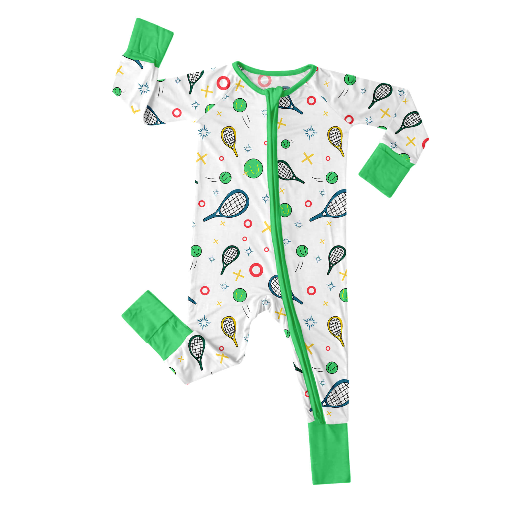 Green Tennis Convertible Zippered Romper - StazzyBaby