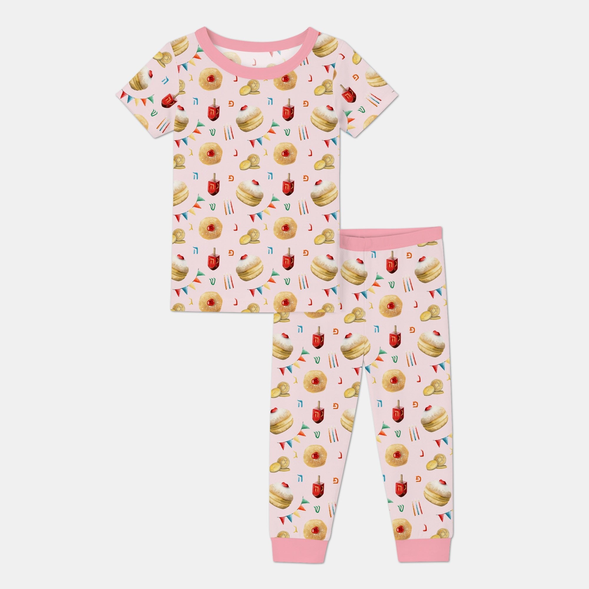 Hanukkah Donuts Two Piece Short Sleeve & Pants Pajama Set - StazzyBaby