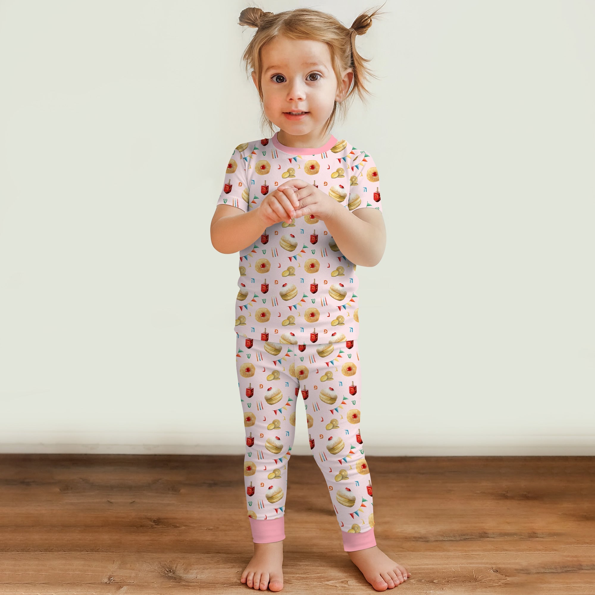 Hanukkah Donuts Two Piece Short Sleeve & Pants Pajama Set - StazzyBaby
