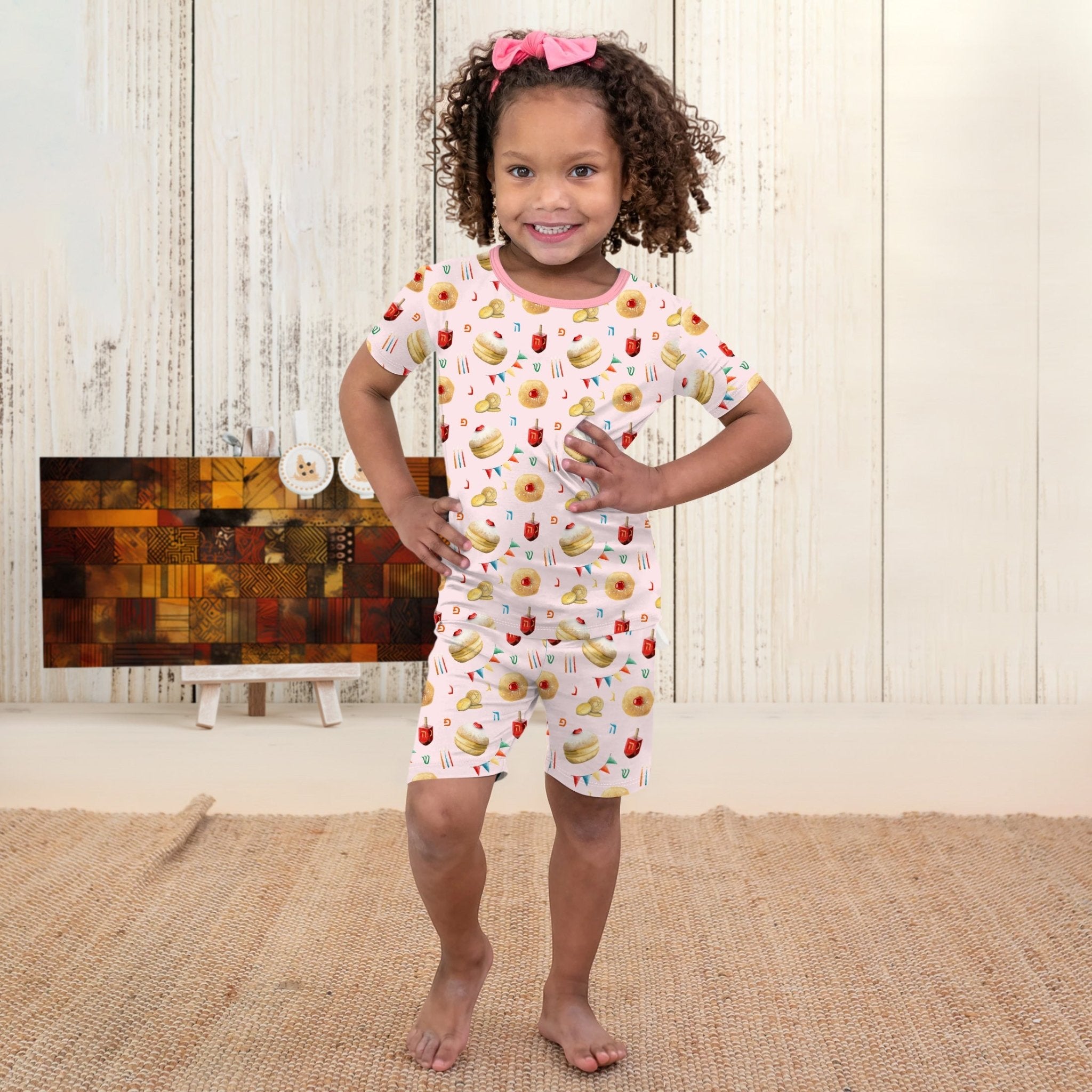 Hanukkah Donuts Two Piece Short Sleeve & Shorts Pajama Set - StazzyBaby