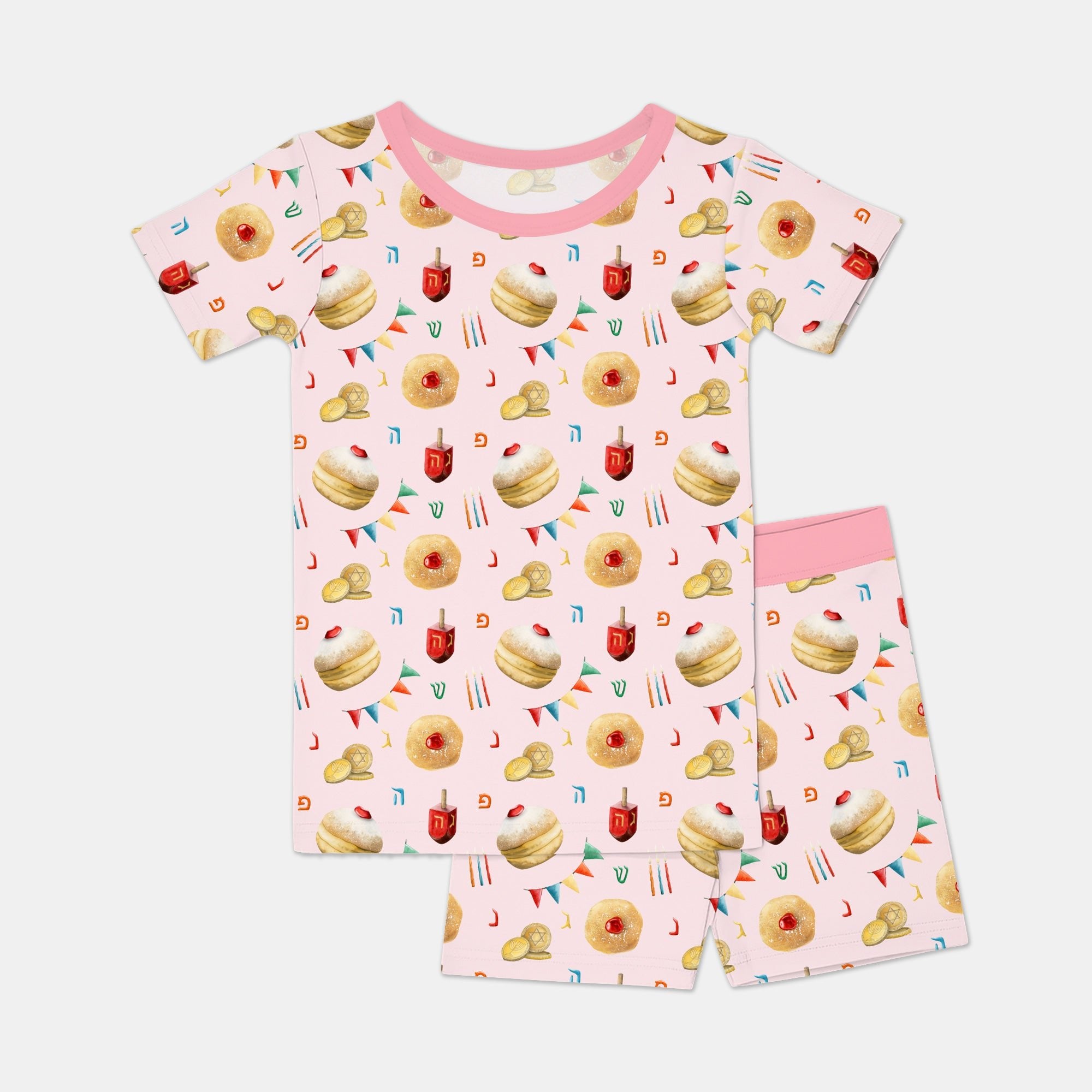 Hanukkah Donuts Two Piece Short Sleeve & Shorts Pajama Set - StazzyBaby