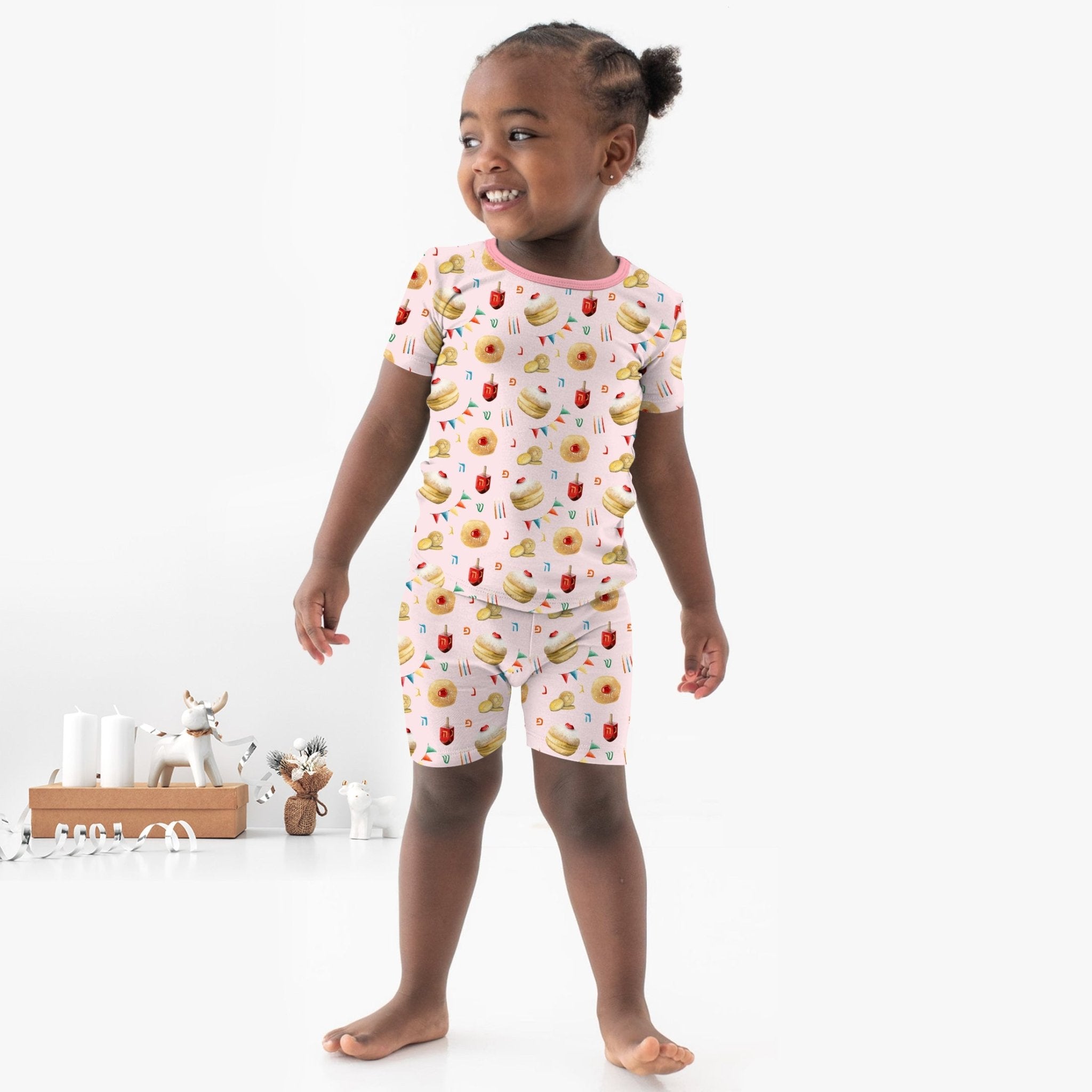 Hanukkah Donuts Two Piece Short Sleeve & Shorts Pajama Set - StazzyBaby