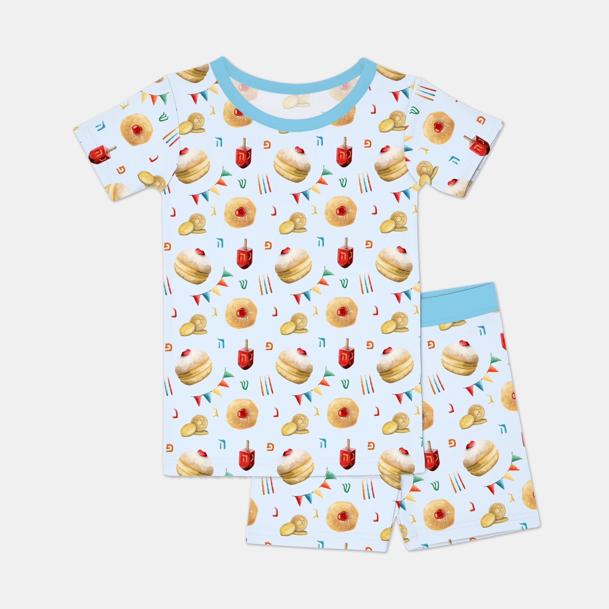 Hanukkah Donuts Two Piece Short Sleeve & Shorts Pajama Set - StazzyBaby