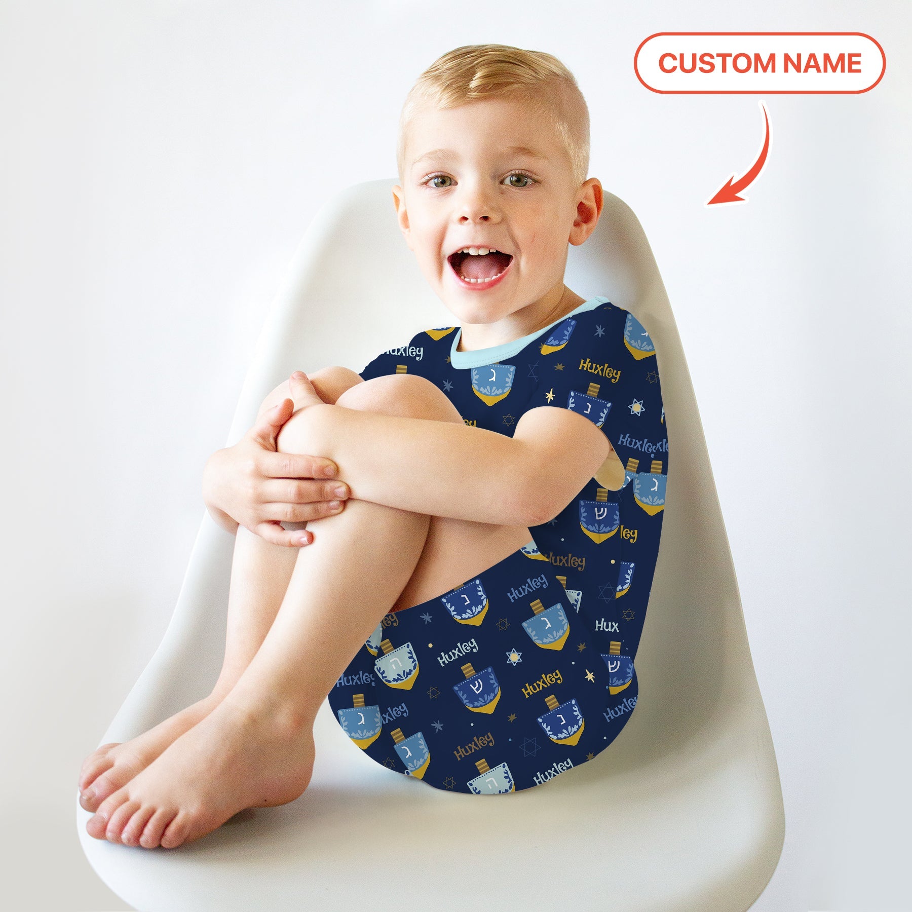 Hanukkah Dreidels Two Piece Short Sleeve & Shorts Pajama Set - StazzyBaby