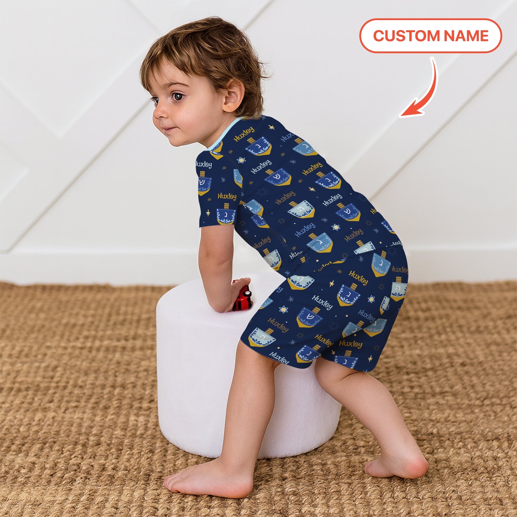 Hanukkah Dreidels Two Piece Short Sleeve & Shorts Pajama Set - StazzyBaby